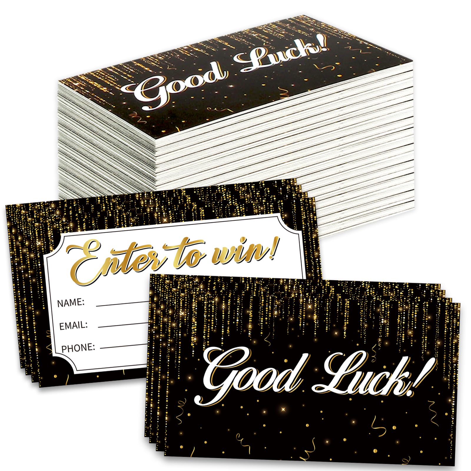 300 Pcs Black Gold Enter to Win Raffle Tickets Cards 3.5 x 2 Inch Entry Form Ticket Cards for Contest, Auction, Raffles, Ballot Box with Space for