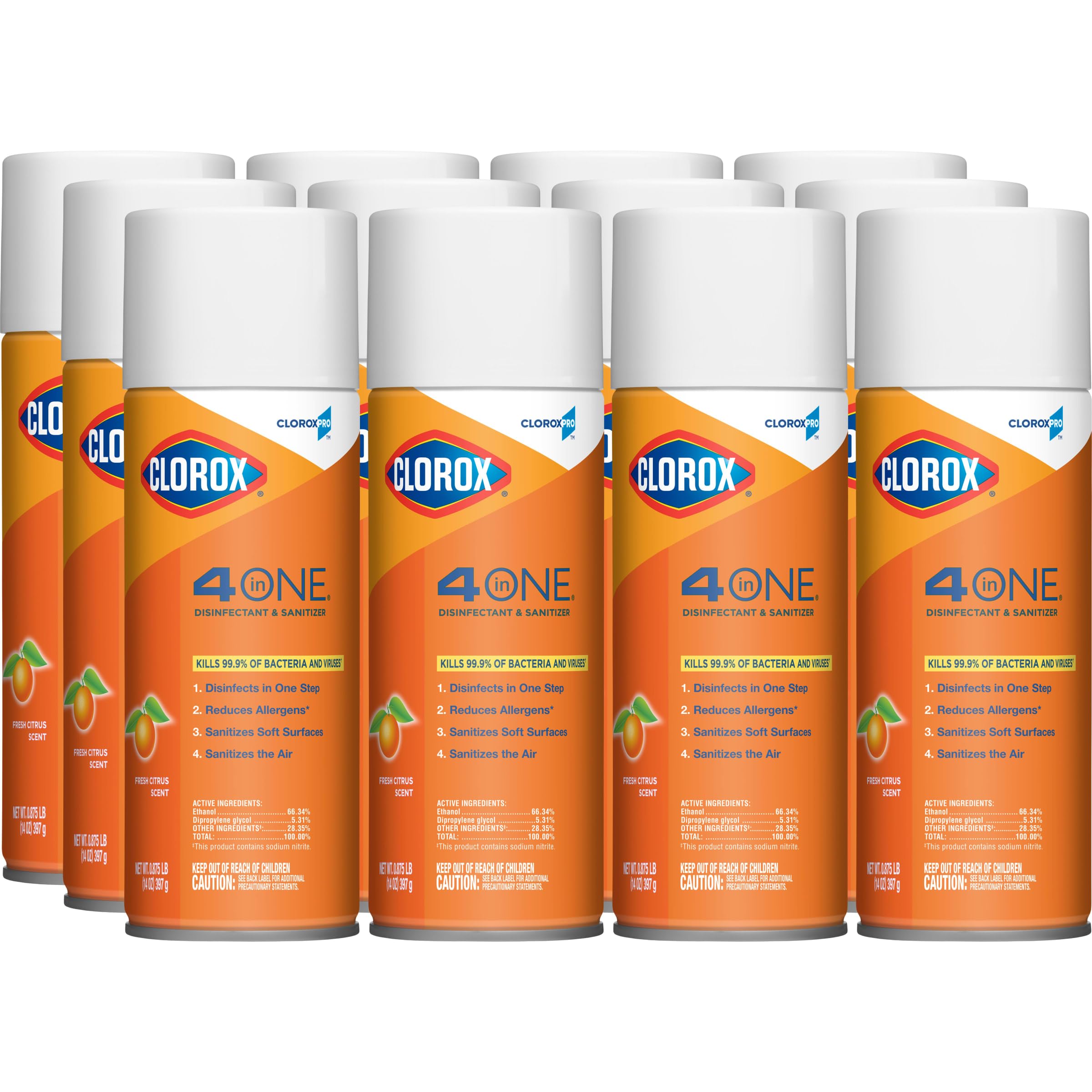 CloroxPro 4 in One Disinfecting Cleaner Industrial Cleaning 14 Ounce Spray Can 12 Pack