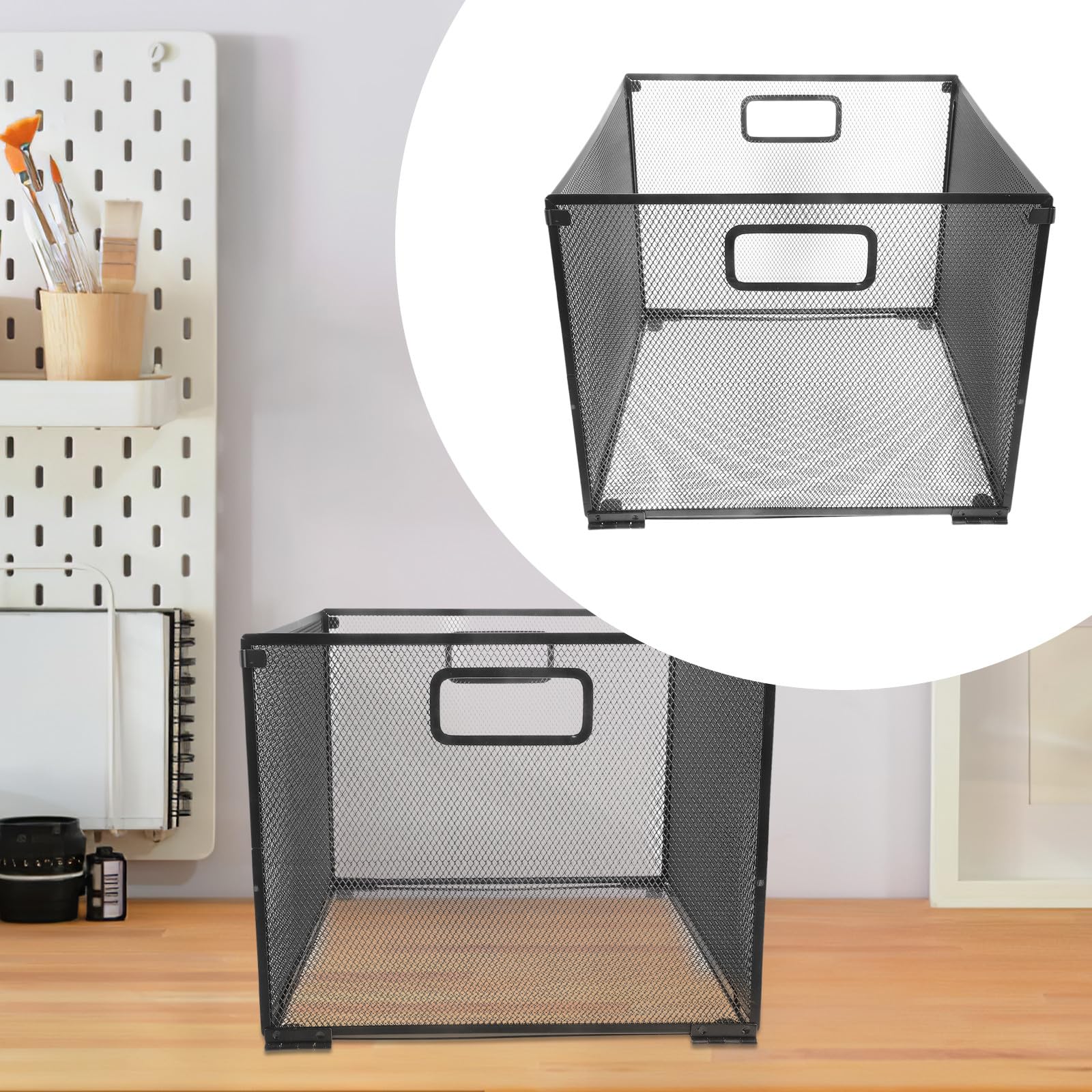 Porte-dossiers Suspendu en Fer Noir Pliable, Organisateur de Bureau Facile à Nettoyer Cadre en Maille, pour Rangement et Organisation sur Bureau
