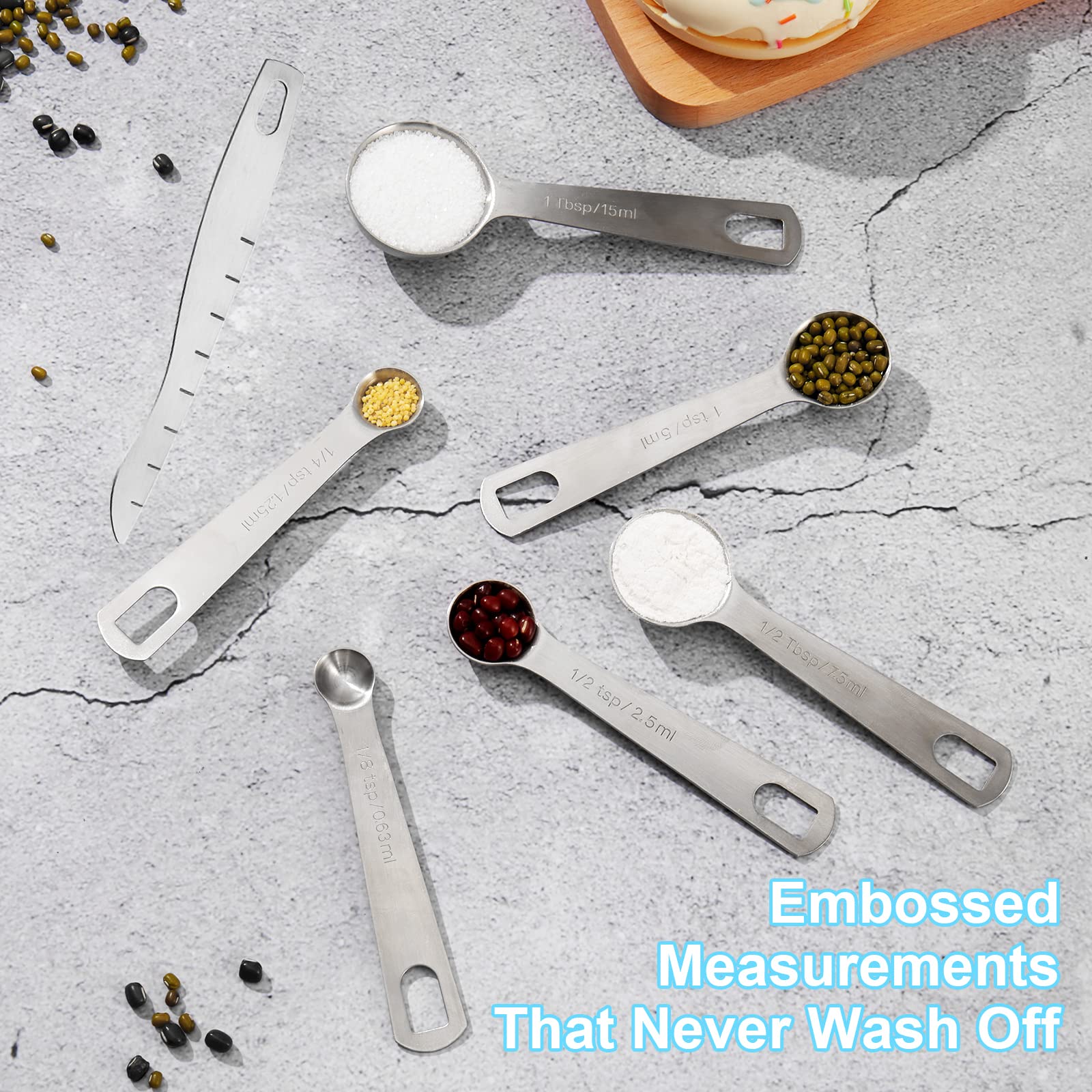 Measuring Cups and Spoons Set, AIKEXIN Stainless Steel 7 Measuring Cups