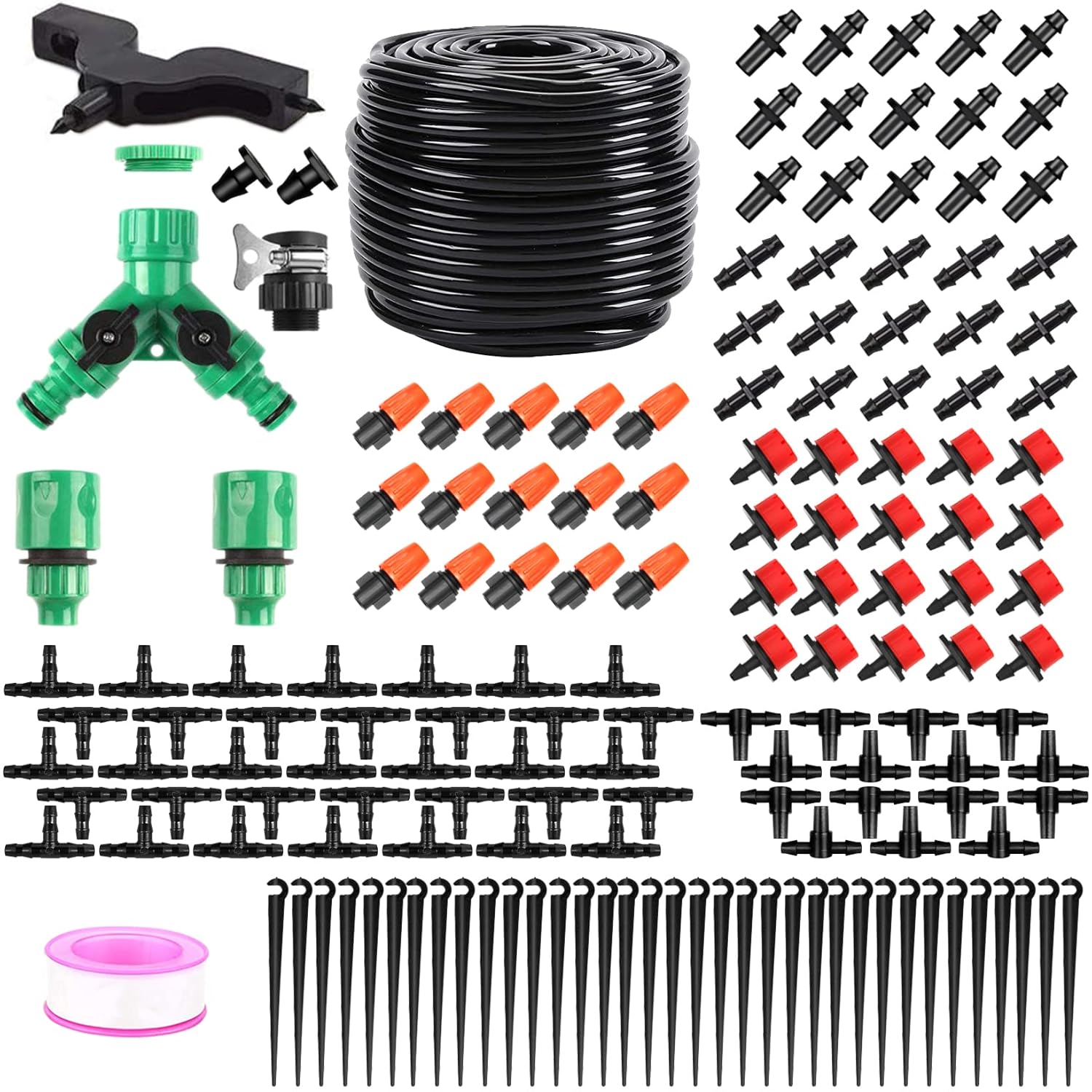 Arxin Drip Irrigation System, 130FT/40M Drip Irrigation Hose+160PCS