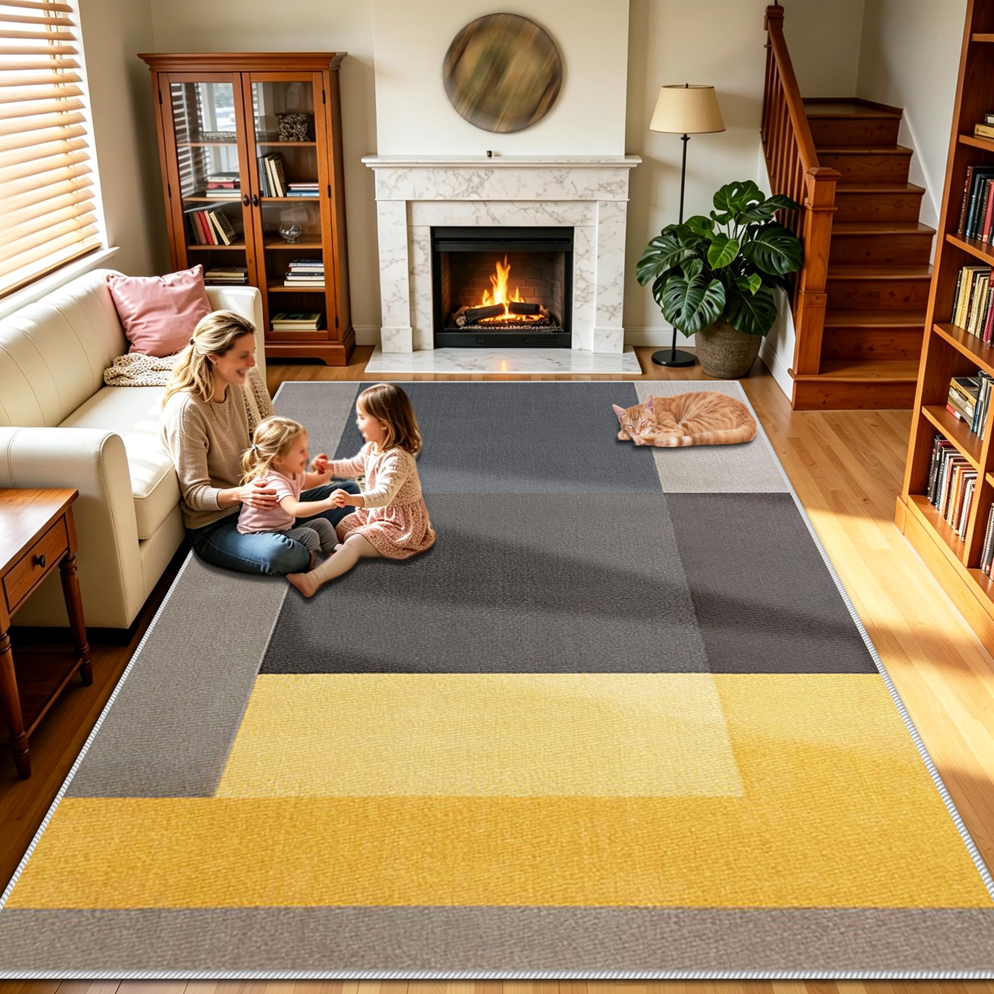 Tapis lavable en machine et antidérapant élimine les taches tapis salon 200x270