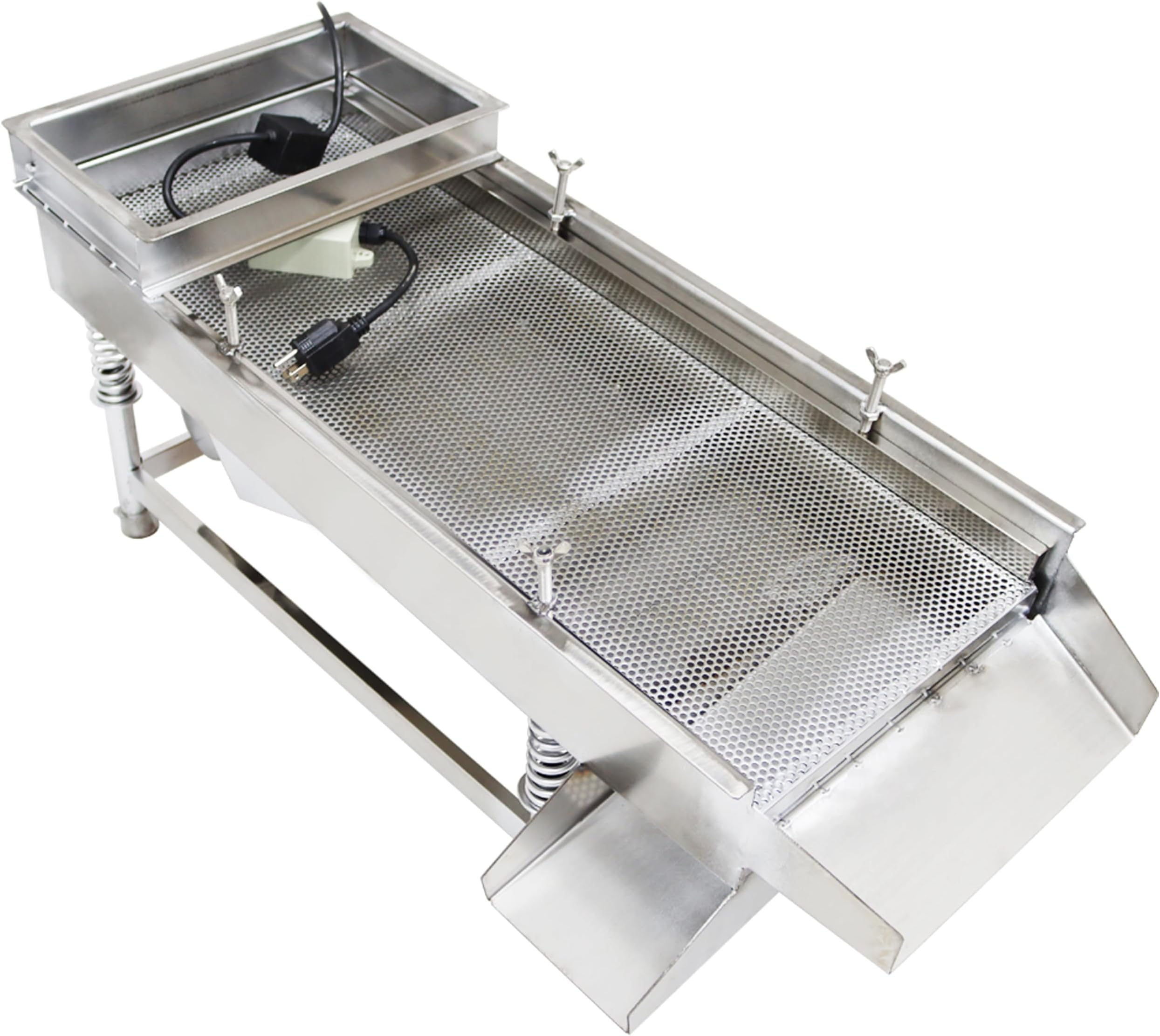 JG30-75 Linear Vibrating Screen Electric Sifter Sieve Powder with one 0.5mm Screen 80W Single Motor Stainless Steel