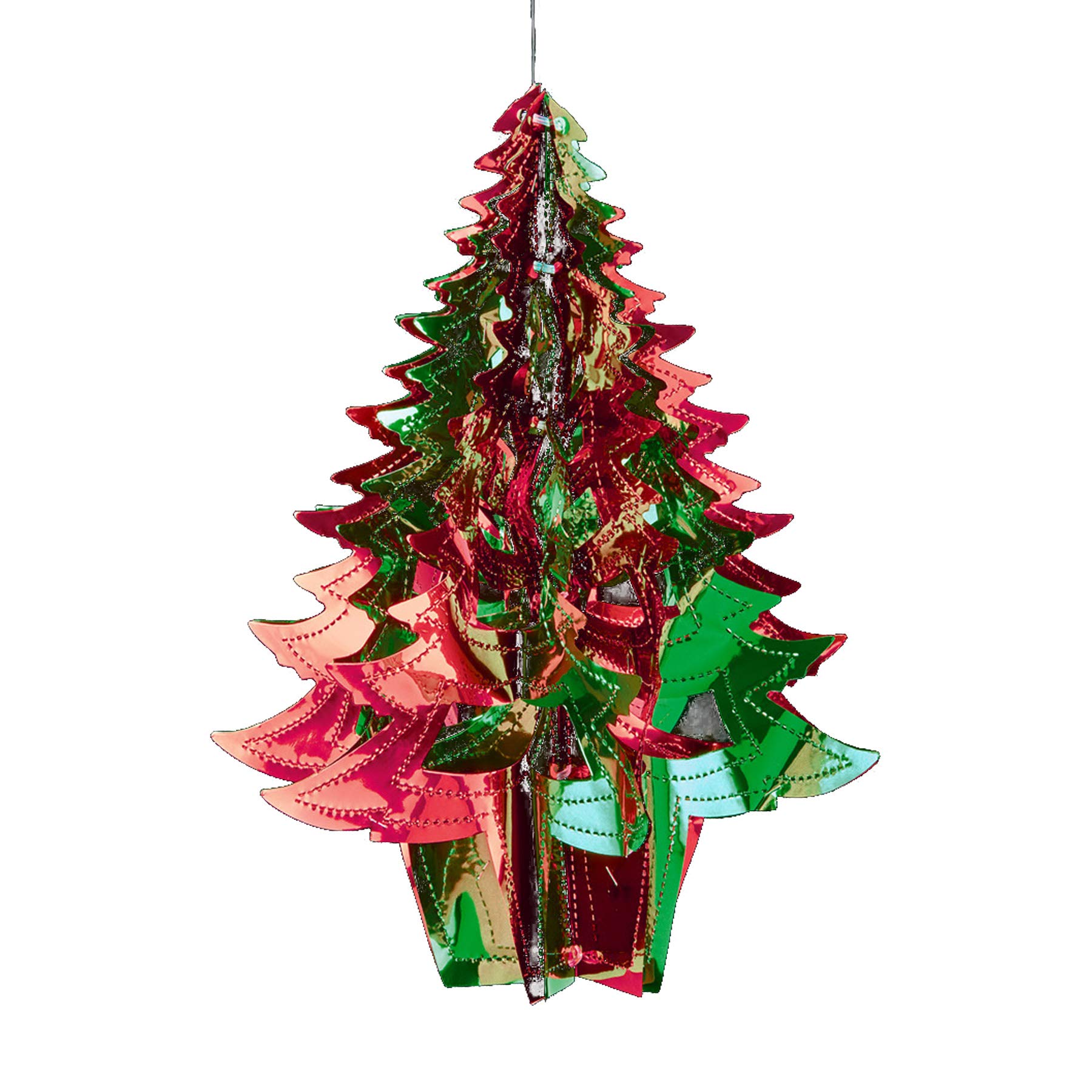 Davies Green /Red Christmas 2 Tone Foil Ceiling Decorations - 30Cm Tree