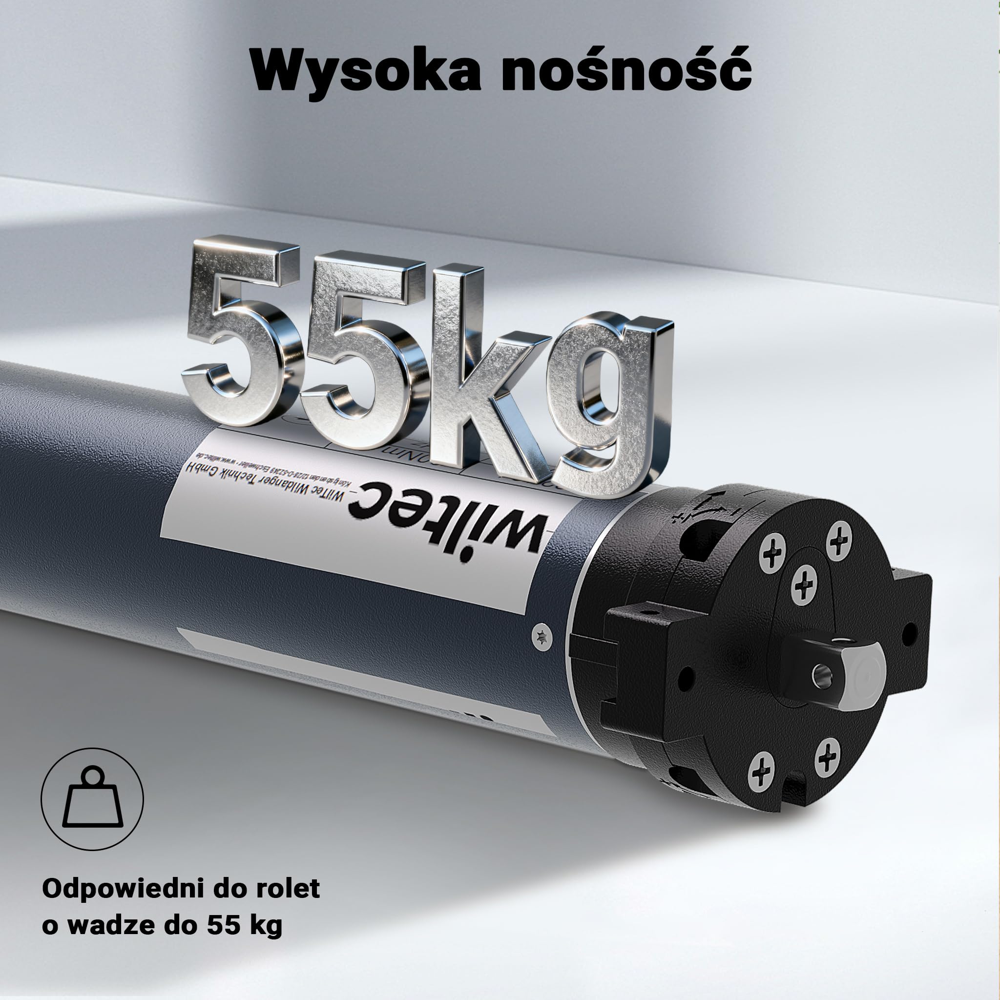Silnik do rolet Wiltec 204 W 30 Nm z mechanicznym wyłącznikiem krańcowym i stopniem ochrony IP44 SW60, silnik do rolet elektrycznych