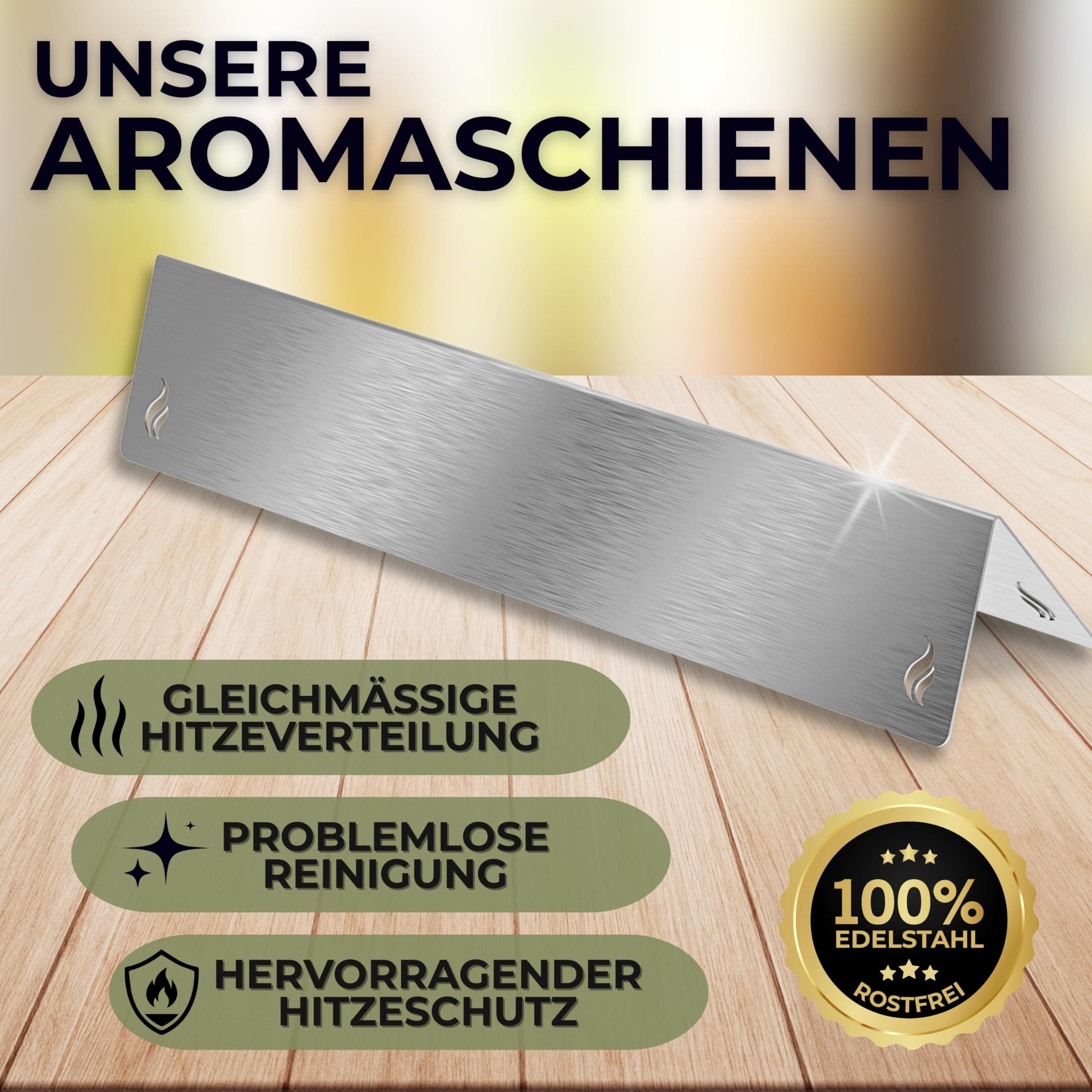 Urhome Aromaschienen & Brennerabdeckung für Weber Spirit 310/320/330 ab 2013 | Edelstahl 5er Set – passend als Alternative zum Weber Ersatzteil 7636 | Made in Germany