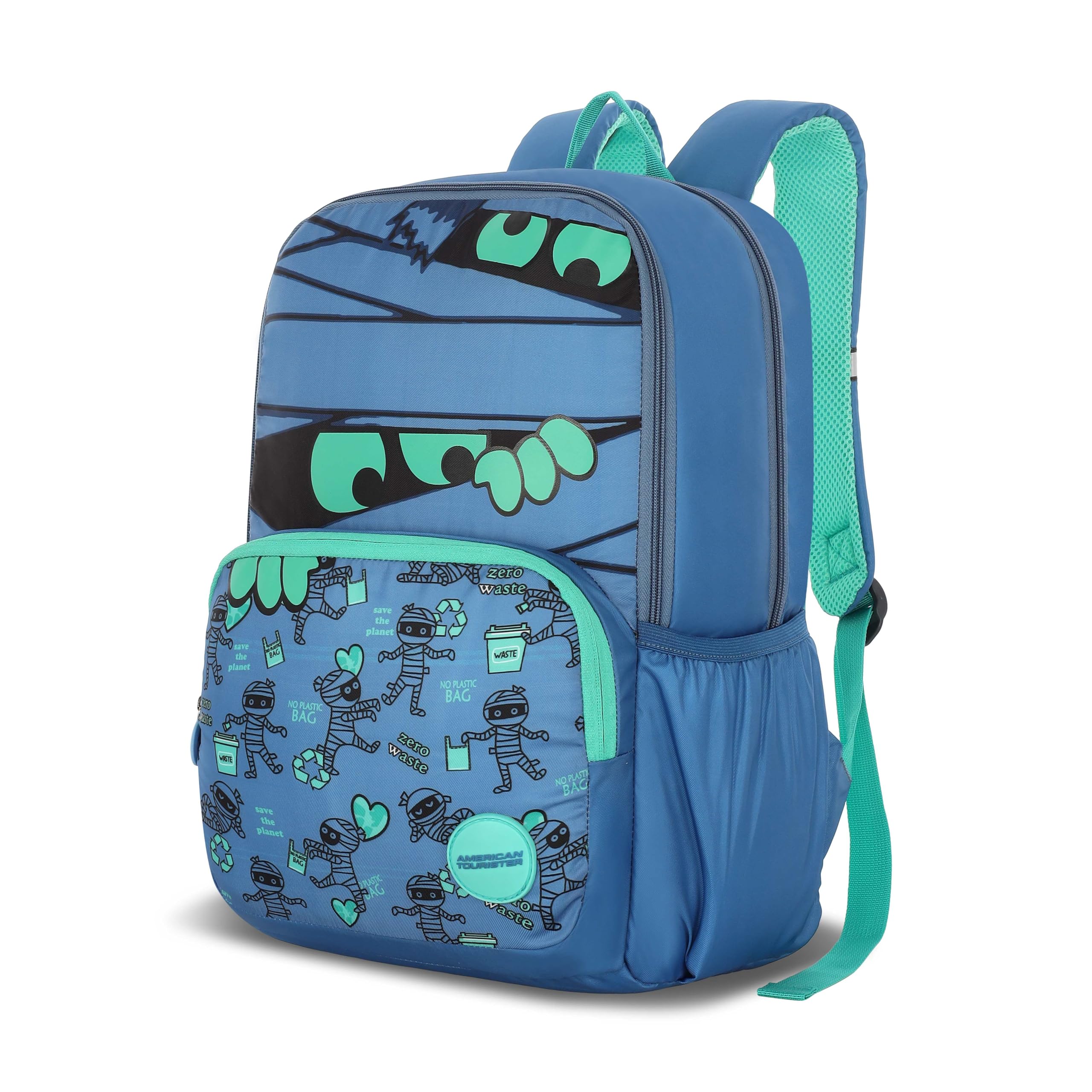 american tourister Jupy | 26 Ltrs | 2 Compartments | Bottle Pocket | Ergonomic Padded Back Panel & Shoulder Straps | Kids Backpack | 1 Year International Warranty | Mummy Blue-picture-48
