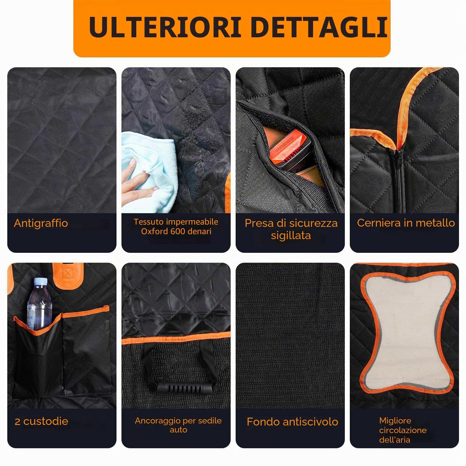 Coprisedile Auto per Cani,Telo Auto per Cani con Protezione Laterale,Coperta per cani per auto,Estensore per Sedile Posteriore per Cani,Telo Cane Auto Sedili Posteriori,Impermeabile Antiscivolo