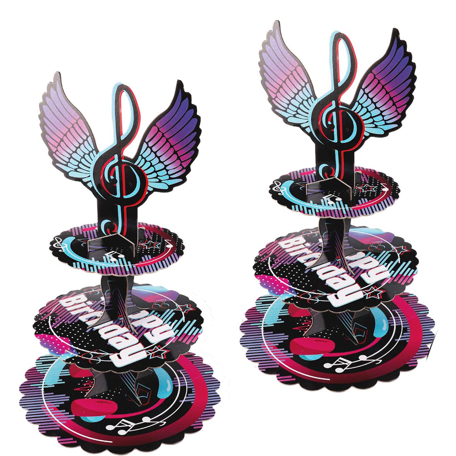 JOELELI 3-Tier Cardboard Cupcake Stand, Tier Cupcake Tower for 24 Cupcakes, Birthday Cupcake Tower for Party Decorations (2 Packs)