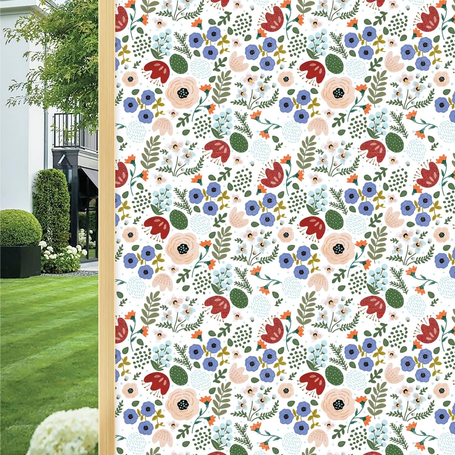 dktie Window Privacy Film Static Cling Tulip Flowers Window