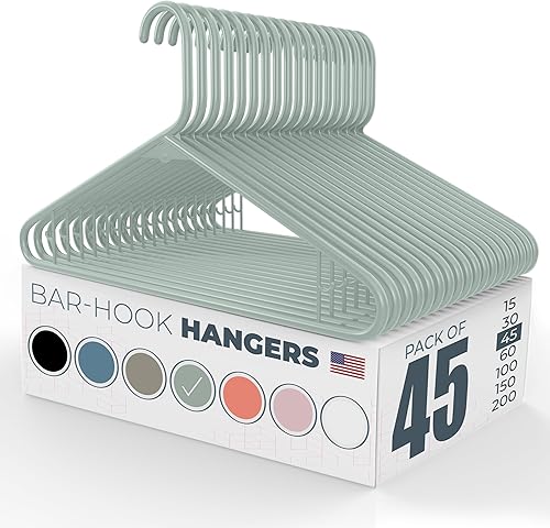 Miniatura 1 de Perchas de plástico fabricadas en Estados Unidos (15, 30, 45, 60, 150 paquetes), colgador de ropa de plástico estándar con ganchos, perchas de