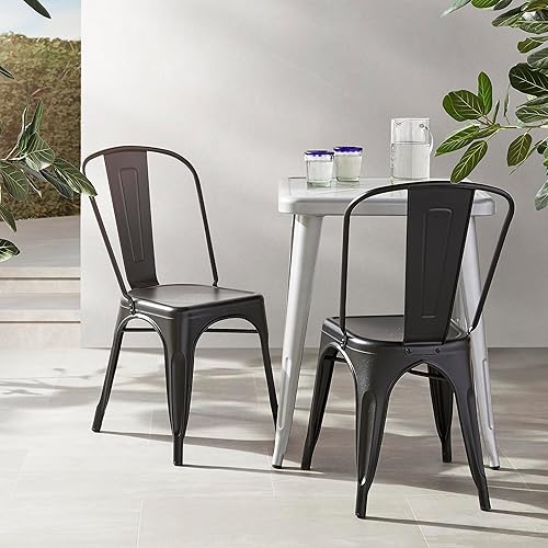 Miniatura 2 de Amazon Basics Sillas de comedor de metal, negro mate, 1 unidad (paquete de 4) Mate negro,Gris oscuro,https://www.amazon.com/dp/undefined