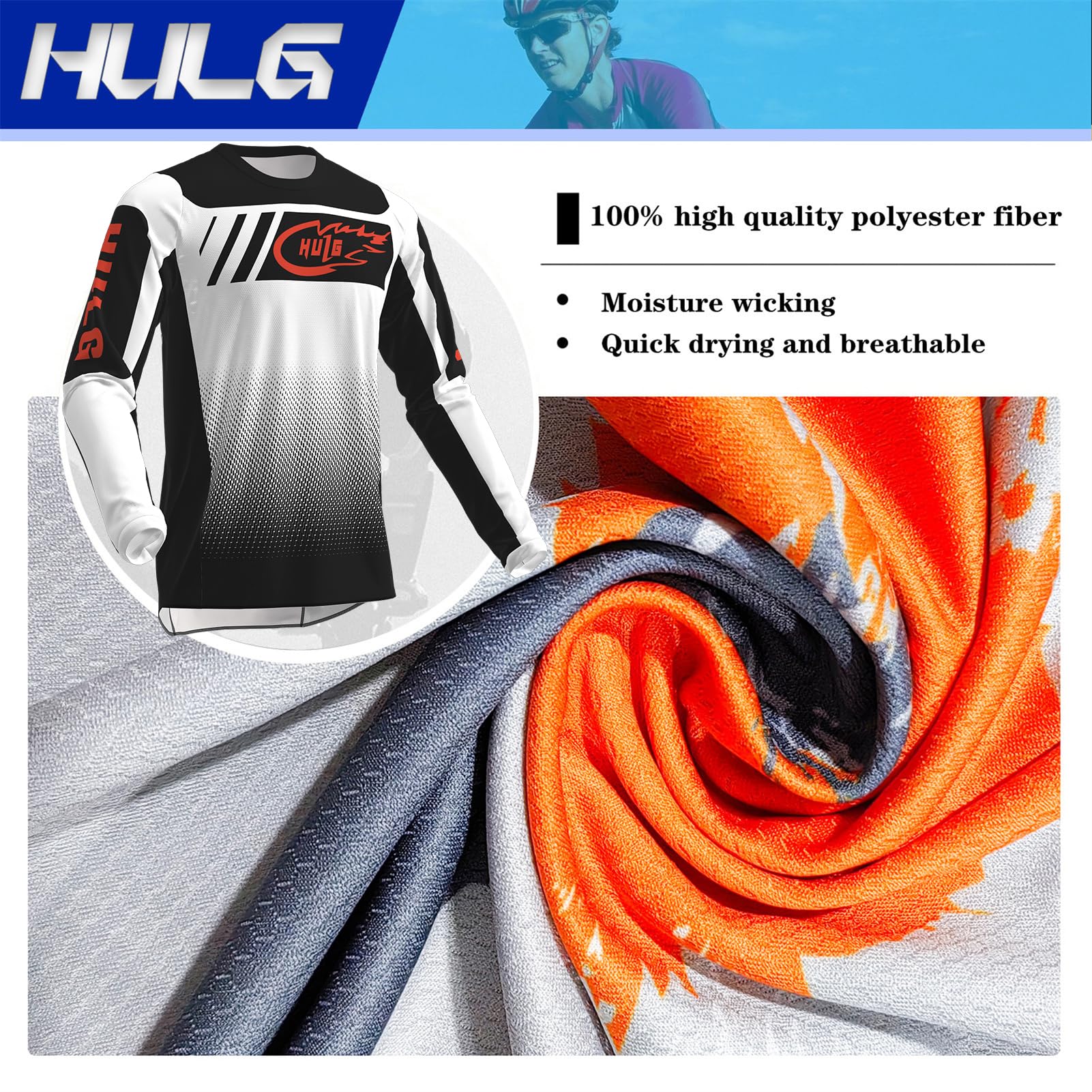 Maillot MTB Hombre Secado rápido Transpirable para Ciclismo Motocross BMX