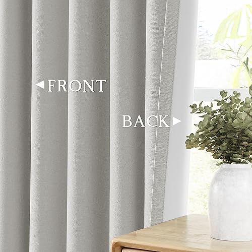 Miniatura 116 de ChrisDowa Cortinas 100% opacas de abedul liso de 96 pulgadas de largo, 2 paneles para dormitorio, sala de estar, oscurecimiento de la habitación de