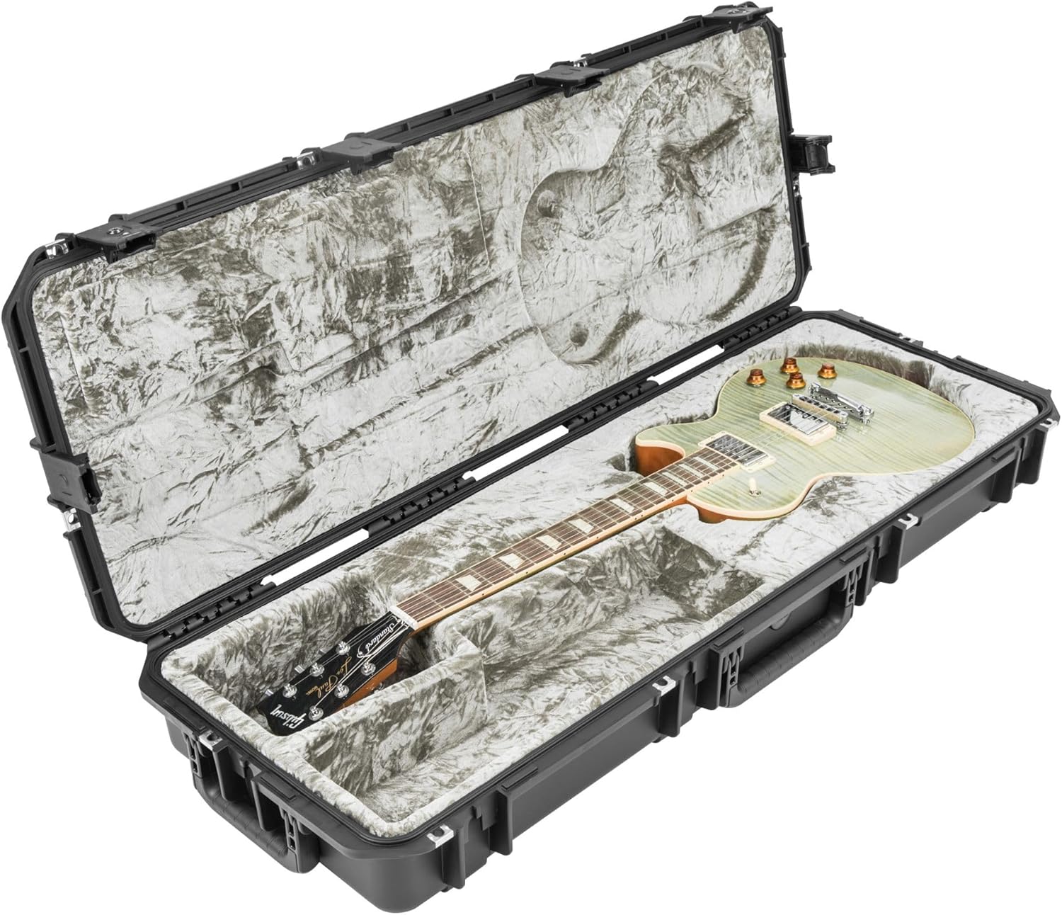 SKB iSeries Les Paul Guitar Hard Case, Waterproof Polypropylene Shell with Plush Interior, TSA Latches and Wheels for Travel Protection