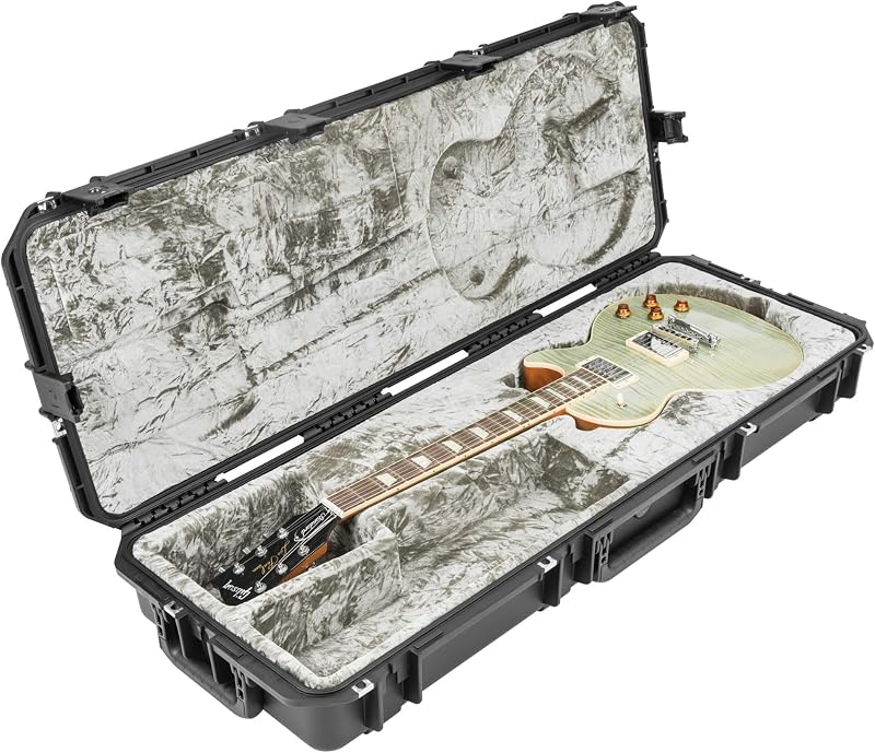 SKB iSeries Les Paul Guitar Hard Case, Waterproof Polypropylene Shell with Plush Interior, TSA Latches and Wheels for Travel Protection | Molded polypropylene shell, plush lined interior, locking travel latches, rolls through airports, LP-style fit