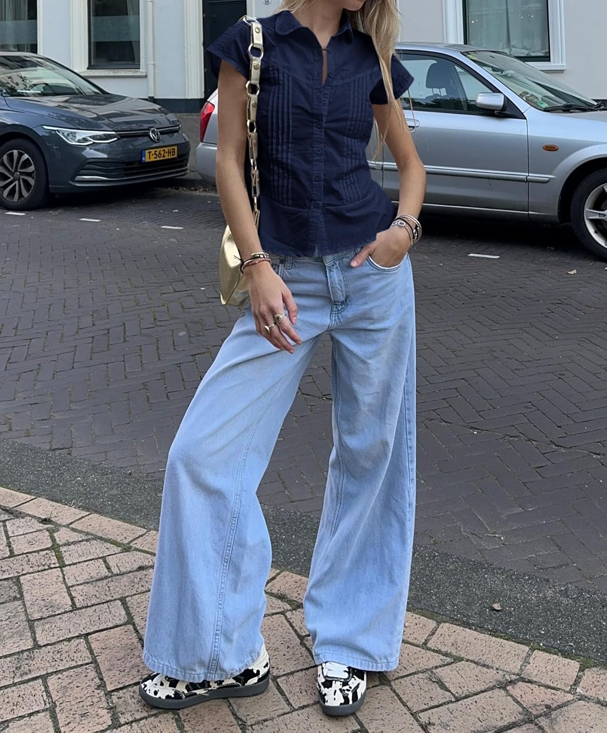 Cicy Bell Womens Short Sleeve Button Down Shirts Pleated Slim Fit Summer Dressy Casual Blouses - Image 7