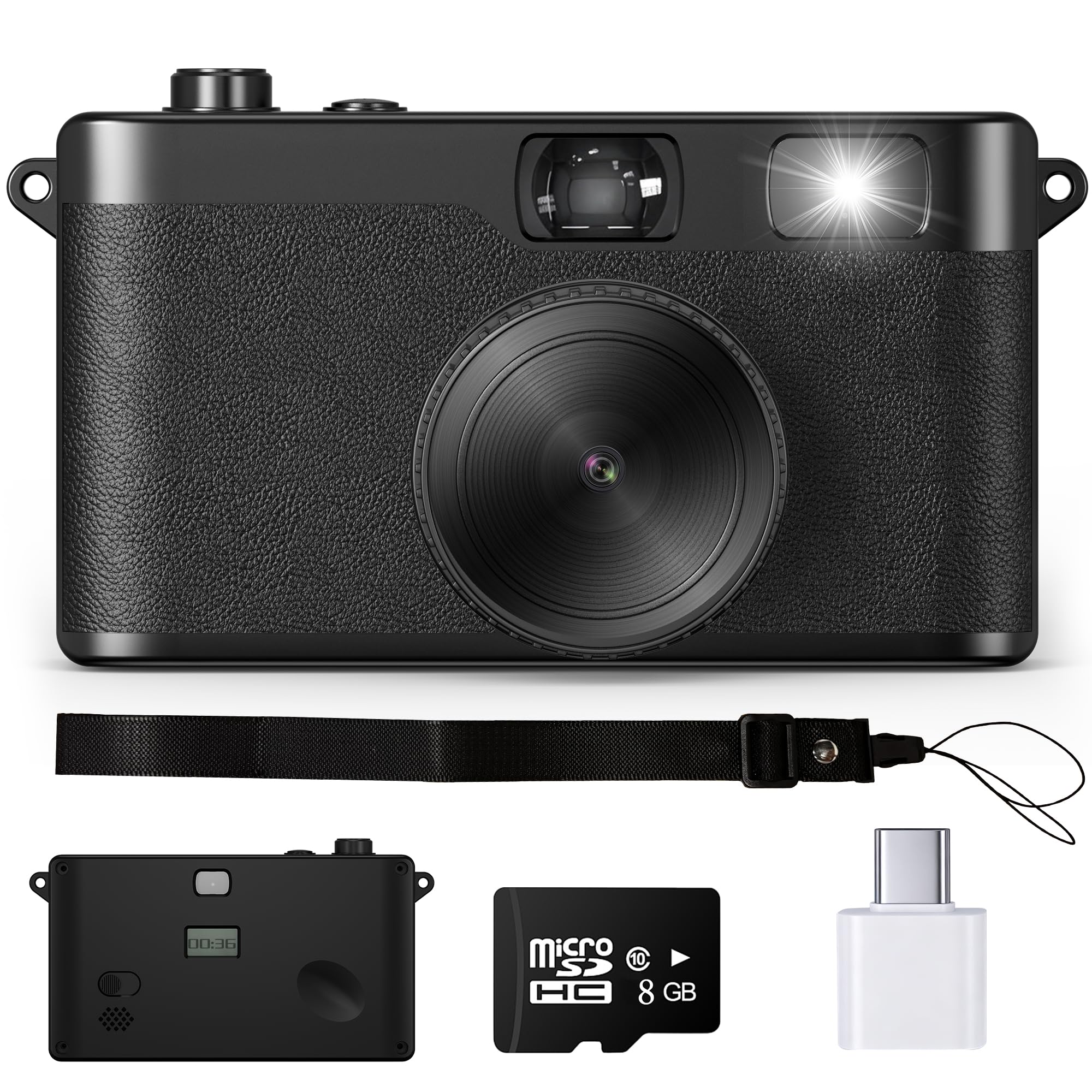 Appareil Photo Numérique sans Écran, Appareil Photo Vintage16MP (Noir)