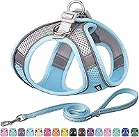 Vista 25 de AIITLE Arnés para perro, arnés sin tirones con correa, chaleco reflectante ajustable para perro, arnés para gatos a prueba de escape, caminar al