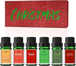 MitFlor Fragrance Oil, Christmas Set of Scented Oils, 6*10ml, Soap Candle Making Scents, Holiday Essential Oils for Diffuser for Home, Christmas Tree, Apple Cider Cinnamon, Bonfire and More