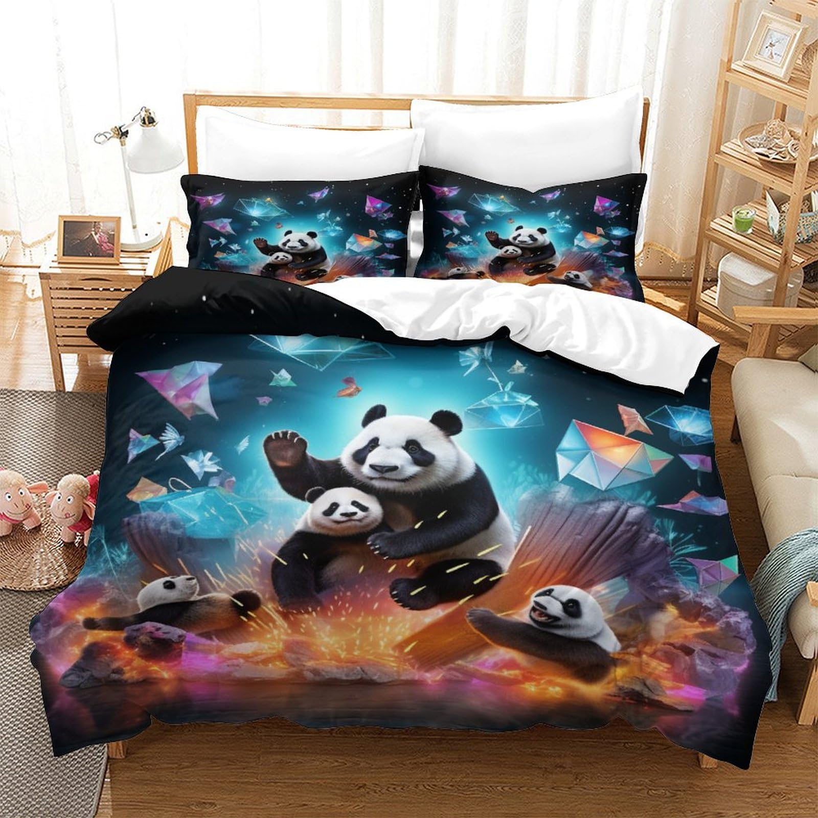Housse de couette Panda imprimé 3D pour créer un cocon de douceur Super King 260x220