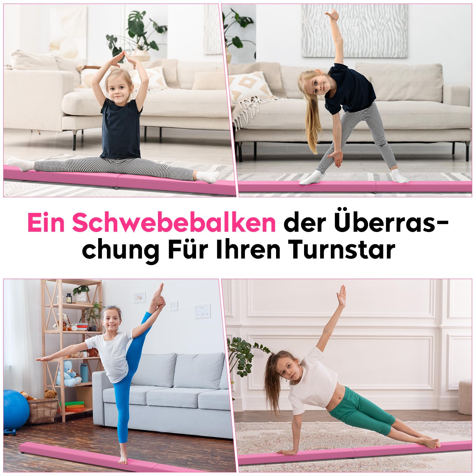 U`King Trave Pieghevole per Ginnastica, 2,1 m, 220 lbs, in Finta Pelle Scamosciata, Pieghevole, per Allenamento a casa, Palestra, Allenamento, Sport