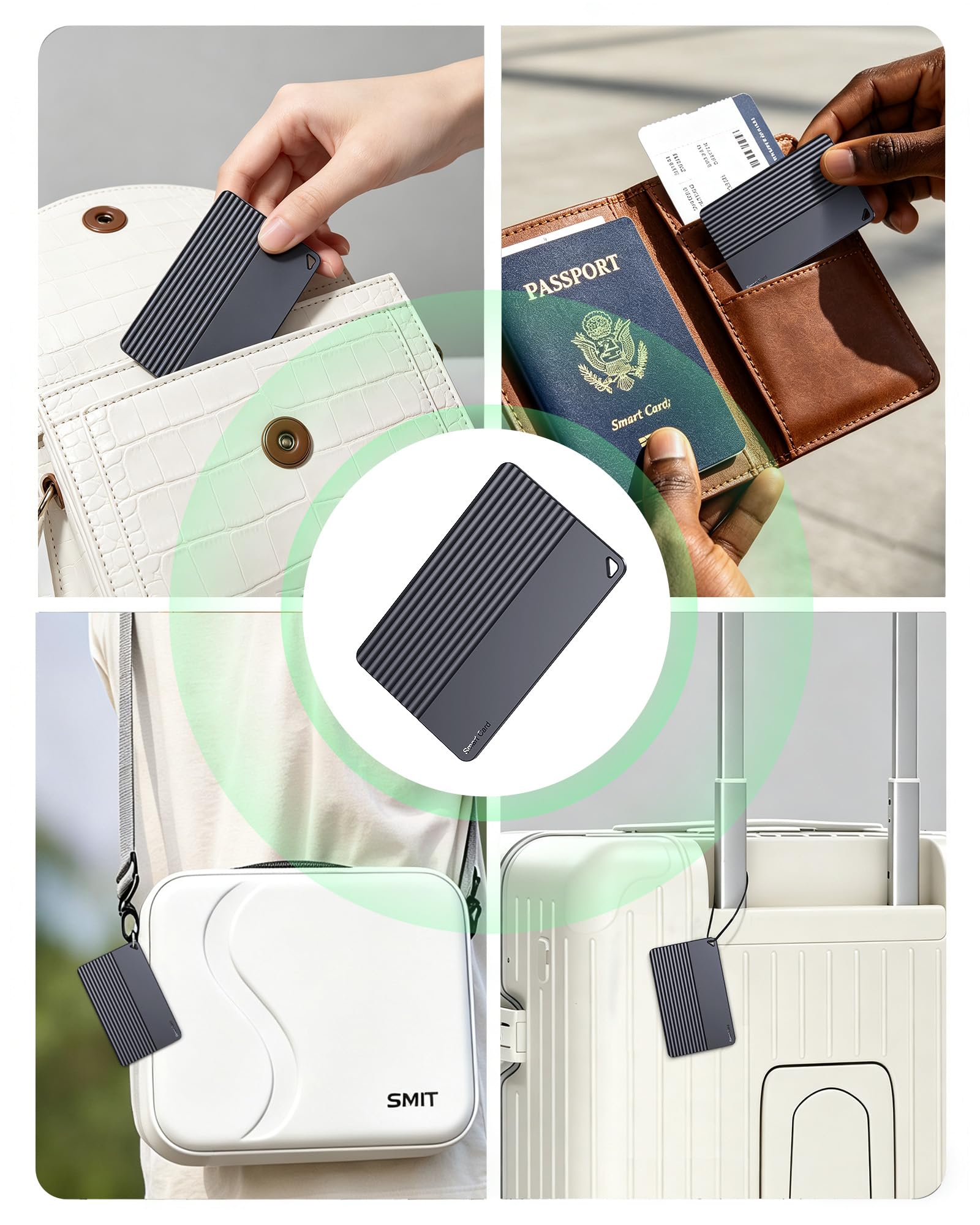 Portafoglio Tracker Card per iOS Find My, batteria di 10 anni, nessuna ricarica richiesta, Smart Slim Card Tracker per portafoglio, passaporto e bagagli, ricerca oggetti intelligenti per