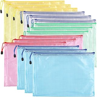 15 Stück A4 Dokumententaschen mit Reißverschluss, Wasserdichte Dokumententasche Zipper Beutel für Schule, Büro, Reisen & Zuhause (5 Farben)