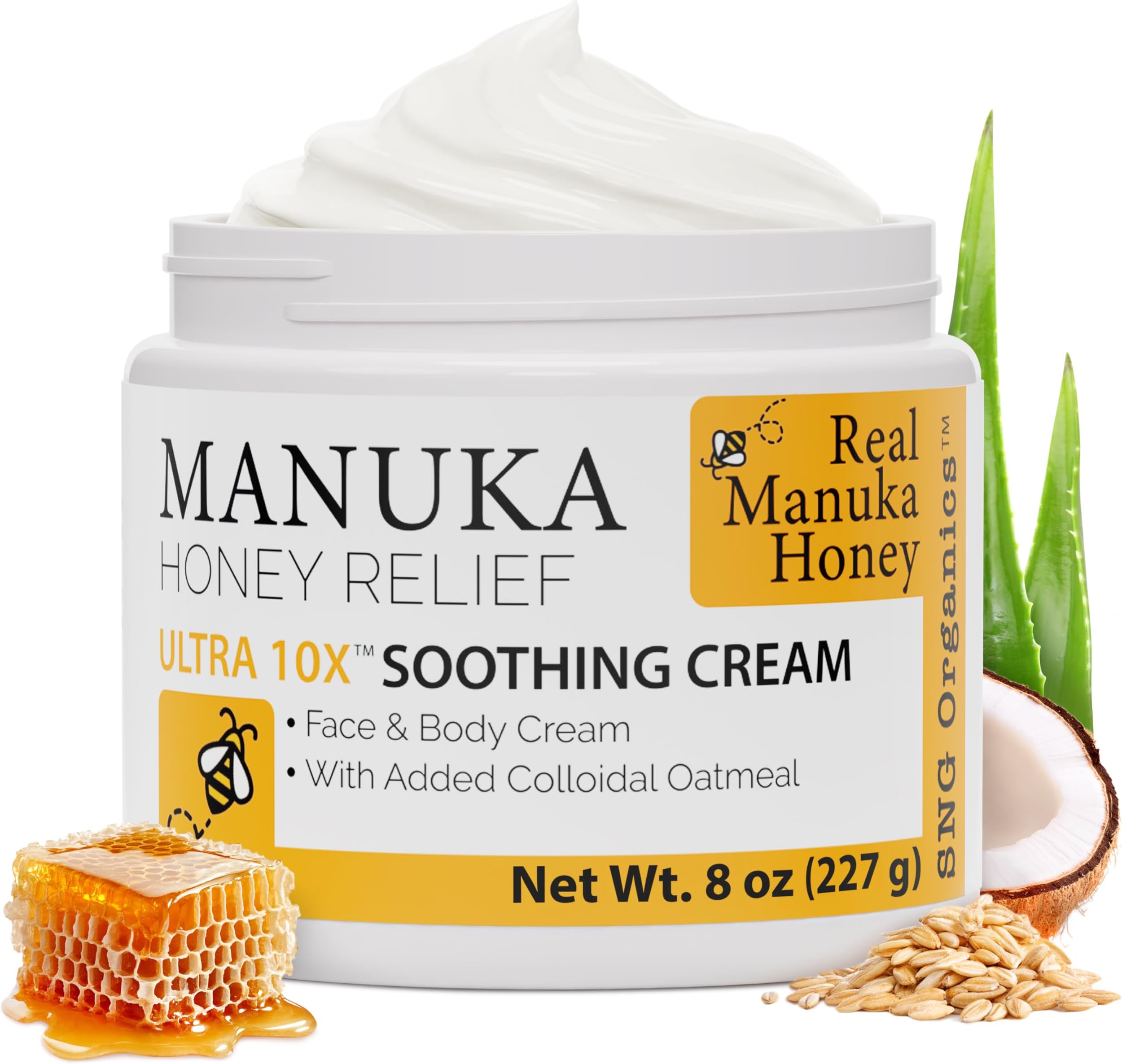Super Natural Goods Manuka Honey Cream (8oz) – Hydrating Lotion for All Skin Types Suitable for Kids and Adults | Moisturizing Body Cream with Real Manuka Honey Aloe Vera Juice and Cocoa Butter