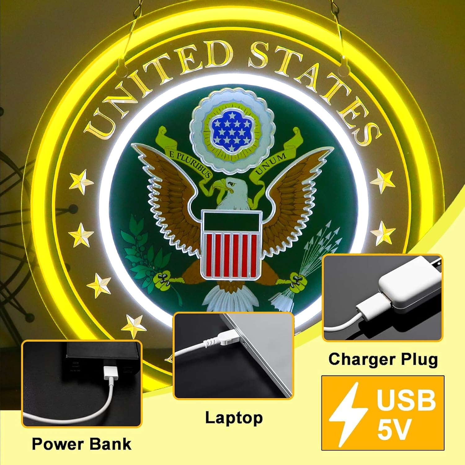 Military-themed Army Neon Signs Veteran Neon Lights Wall Decor for Man Cave Bedroom Bar Army Themed Gift Art for Christmas Party-12.6×12.6 IN-USB Powered-Acrylic - Image 6