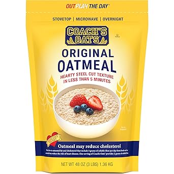 Coachs Oats Whole Grain Oatmeal 3 lbs 48 oz | Quick-Cooking, Steel Cut Texture and Heart-Healthy | Enjoy the Perfect Start to Your Day