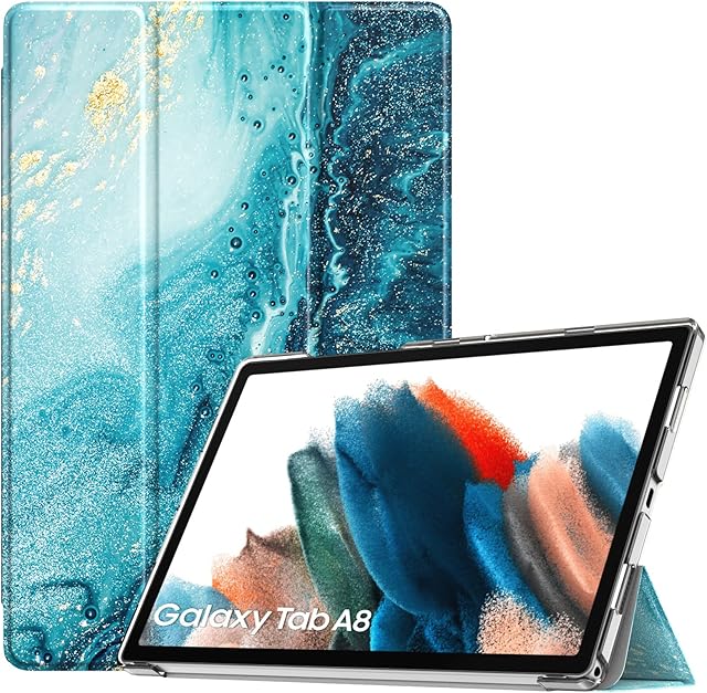 TiMOVO Case for Samsung Galaxy Tab A8 Case 10.5" 2021/2022 (SM-X200/SM-X205), Samsung A8 Tablet Case, Slim Translucent Frosted Hard Back Tri-Fold Protective Cover, Gilding