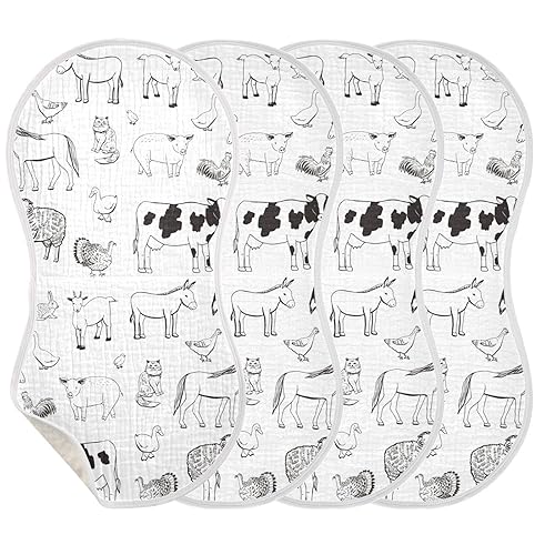 Miniatura 9 de Juego de 1 paños de muselina para bebé, suaves y absorbentes, con estampado de vaca, baberos, toalla facial para niños recién nacidos, 22 x 11