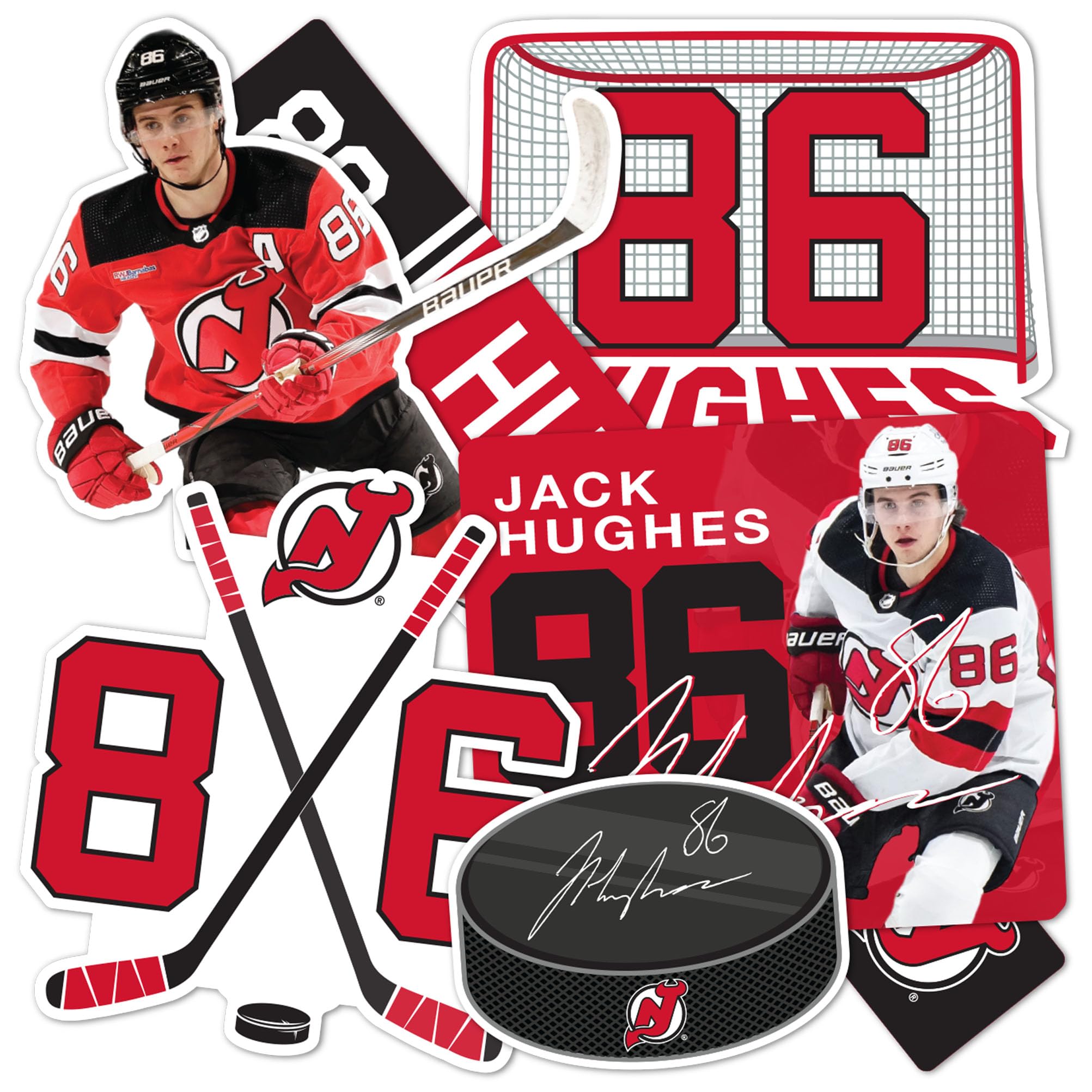 Sticker New Jersey Devils NHL Jack Hughes pour personnaliser votre ordinateur et voiture