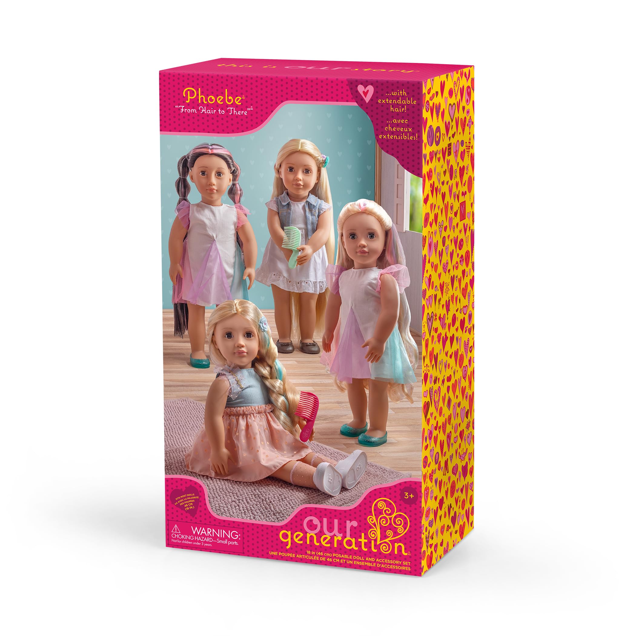 Our Generation - Phoebe - 46 cm-Puppe - Blondes Haar & haselnussbraune Augen - Haarverlängerung - Styling-Zubehör - Spielzeug für Kinder ab 3 Jahren