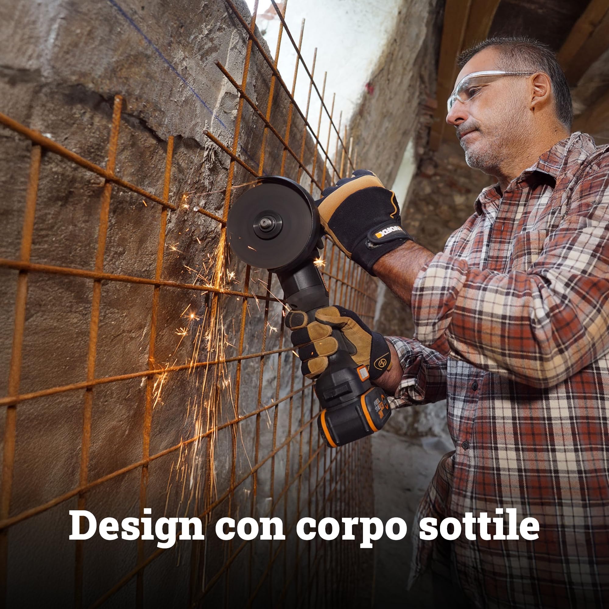 WORX WX814.2 Smerigliatrice angolare a batteria 20 V, disco da 125 mm, con dischi aggiuntivi inclusi