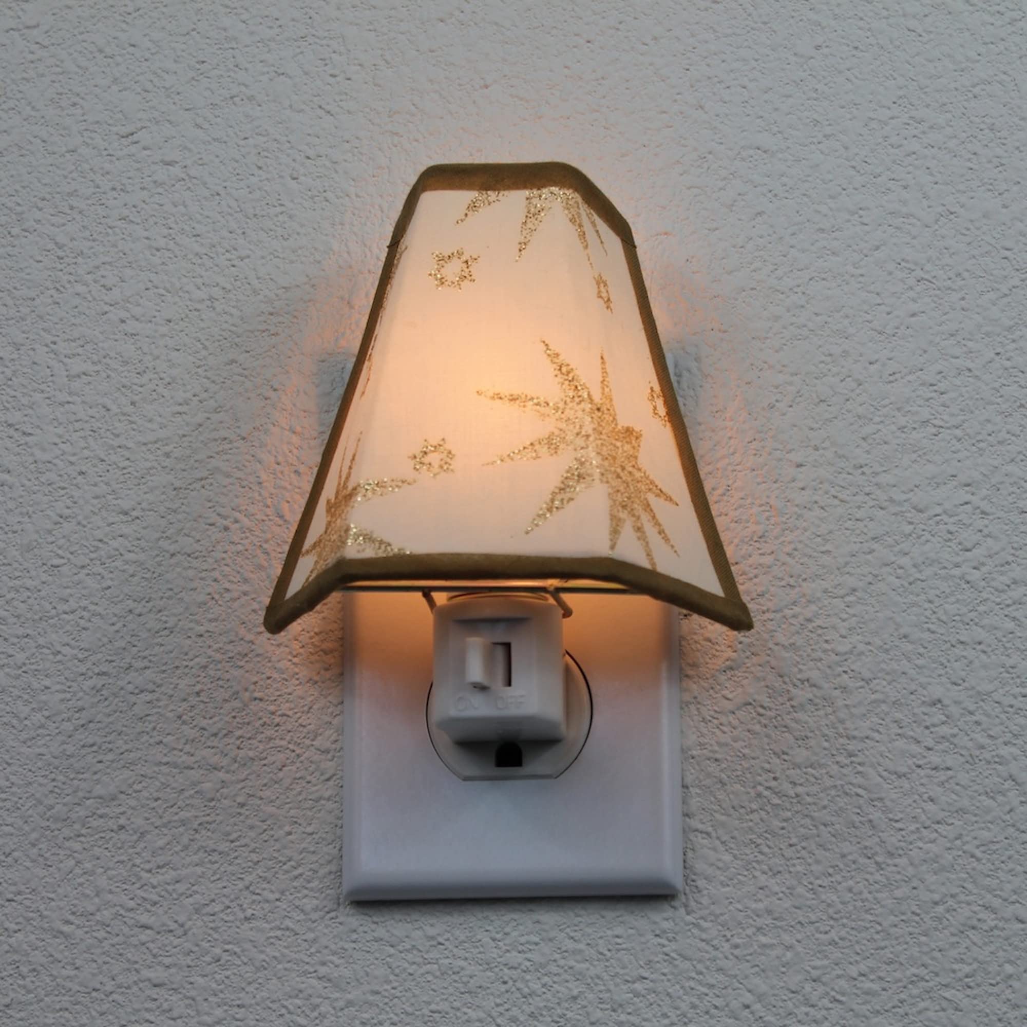 Decorative Lamp-Style Shaded Gold Star Fabric Plug-in Night Light 4-Pack