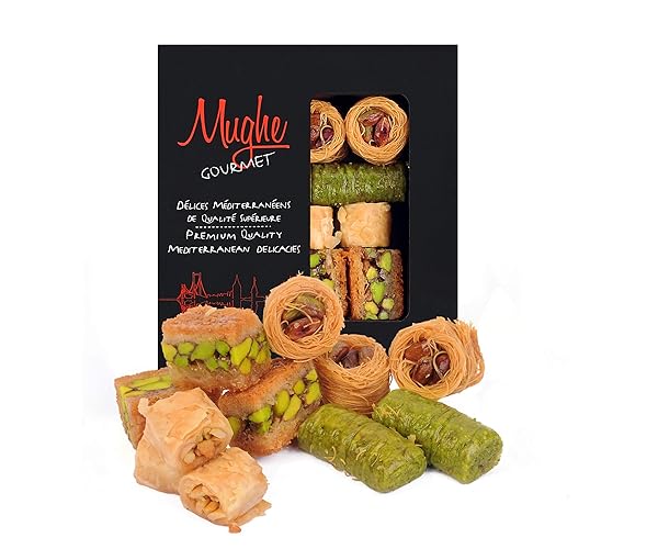 Mughe Gourmet Bitesize Turkish Pistachio Baklava Assortment Gift Box - Handmade X-Small Kadayif Dessert - Kataifi Pastry Gifts - 150g/5.3oz - Celebrate Birthday, Father's and Mother's Day, Christmas