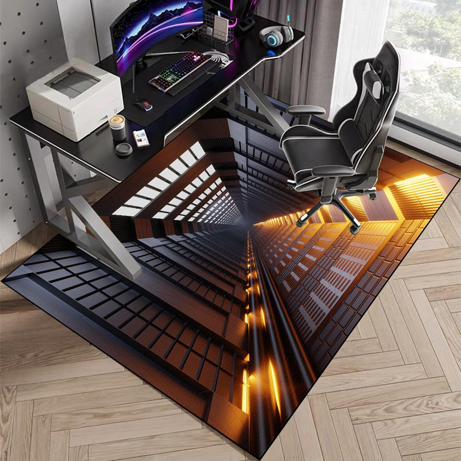 Bodenschutzmatte Bürostuhlunterlage Gaming Teppich 200 x 300 cm - Bürostuhl Matte - schreibtischstuhl unterlage - Bodenschutz Bürostuhl Teppichschoner für Hartböden - Parkett - Laminat - Teppichboden