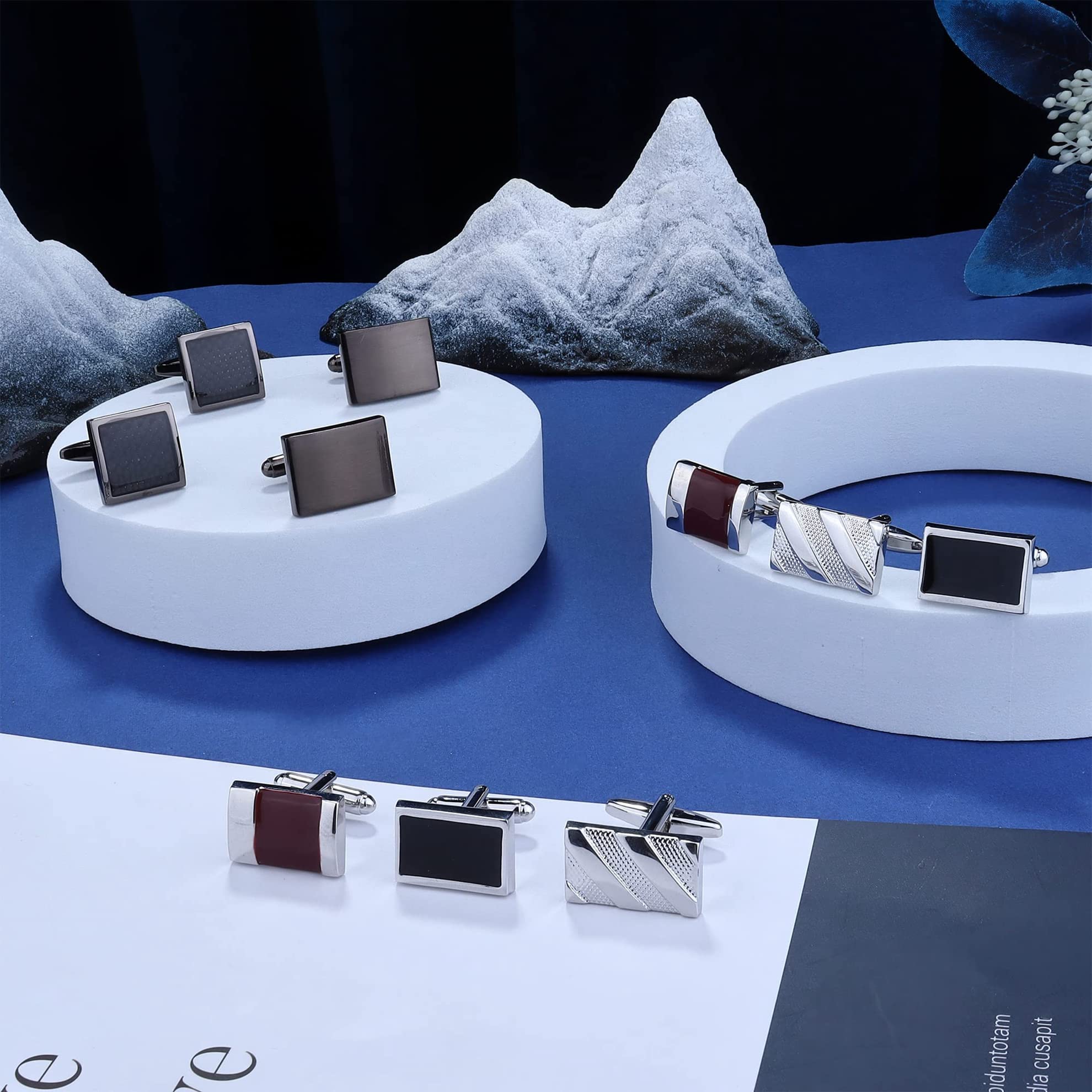 YADOCA 6 par klasycznych spinek do mankietów dla mężczyzn spersonalizowane spinki do mankietów czarne unikalne ślubne biznesowe smoking koszula spinki do mankietów zestaw z pudełkiem prezentowym
