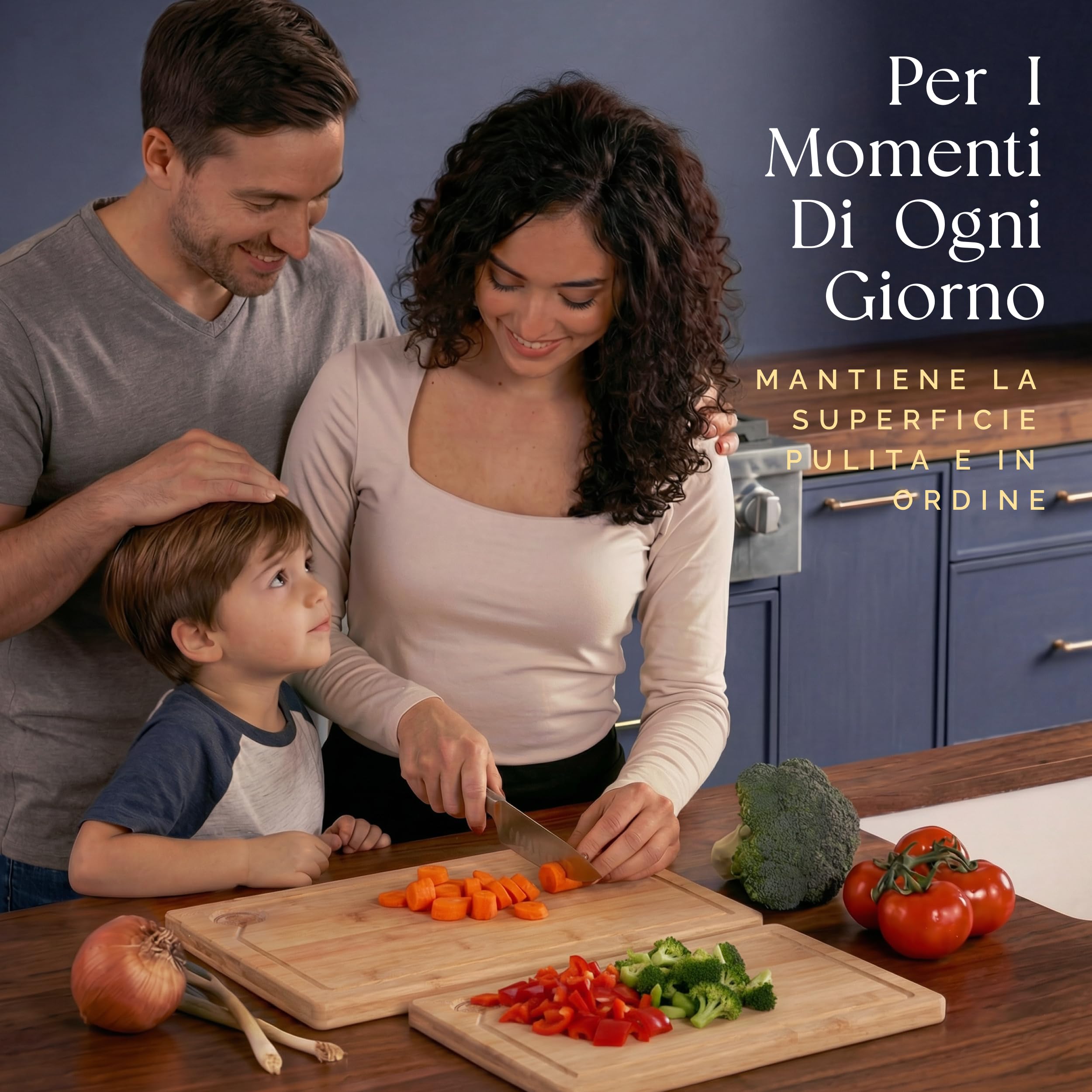 Deer & Oak Set di Tagliere in legno di alta qualità, 38 x 25 x 2 cm & 43 x 30 x 2 cm, in bambù, per intagliare carne o verdure, taglieri da cucina pre-oliato, trattato, legno attraente
