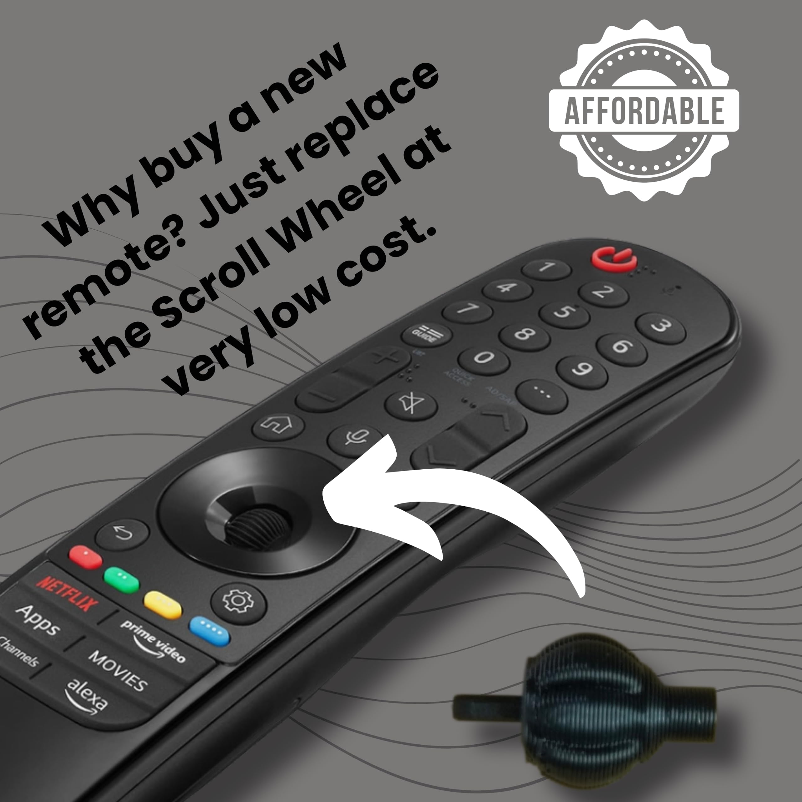 Round Scroll Wheel Replacement Kit Compatible with LG Magic Remote, 2 Round Scroll Button and 1 Prying Tool - Compatible with AN-MR21 | AN-MR22 | AN-MR23 | AN-MR24 remotes | DIY Replacement Kit — Amazon image 3