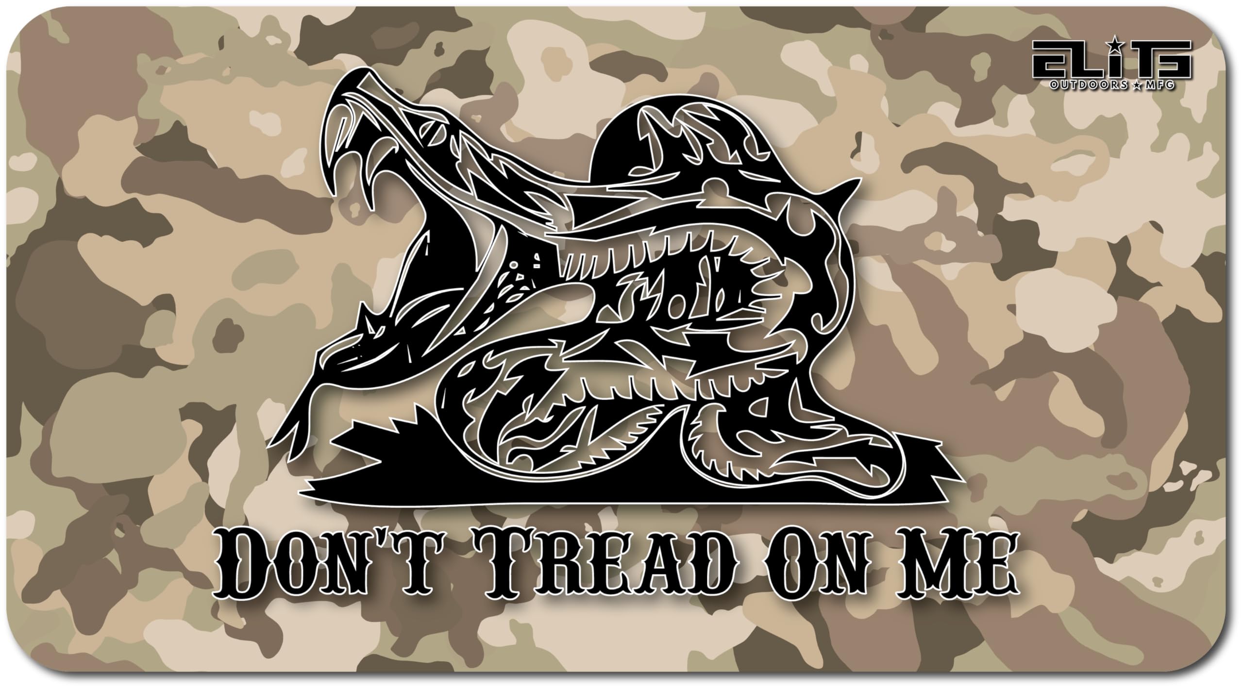 Elite Outdoors MFG | Classic Desert Camo Gun Cleaning Mat | Gadsden Flag Don't Tread On Me Design | Brown & Tan Shades | Made in The USA | Size 12x22 inches