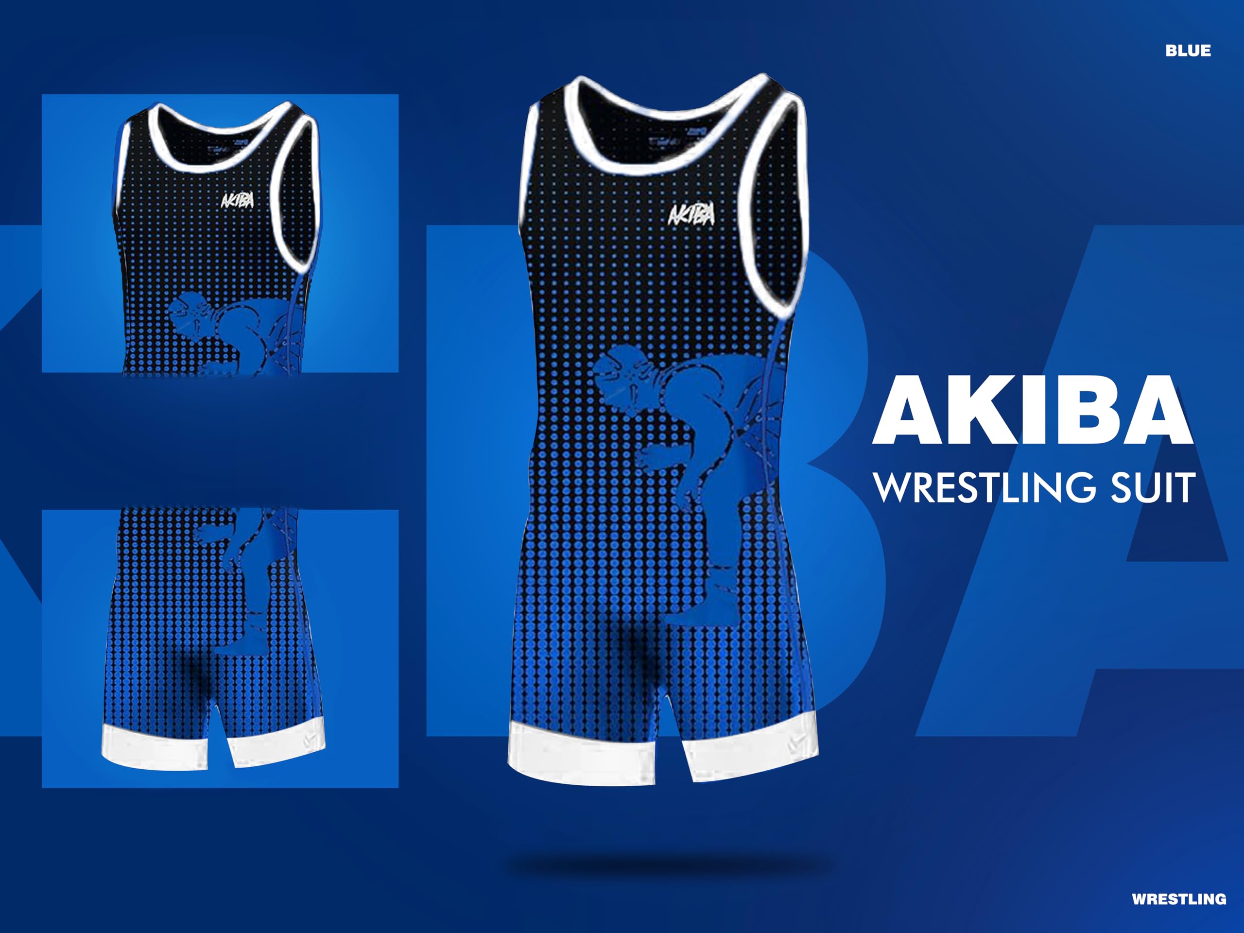 AKIBA Wrestlings/Powerlifting Suit/Costume/Singlet For Men/Women (((40, BLUE)