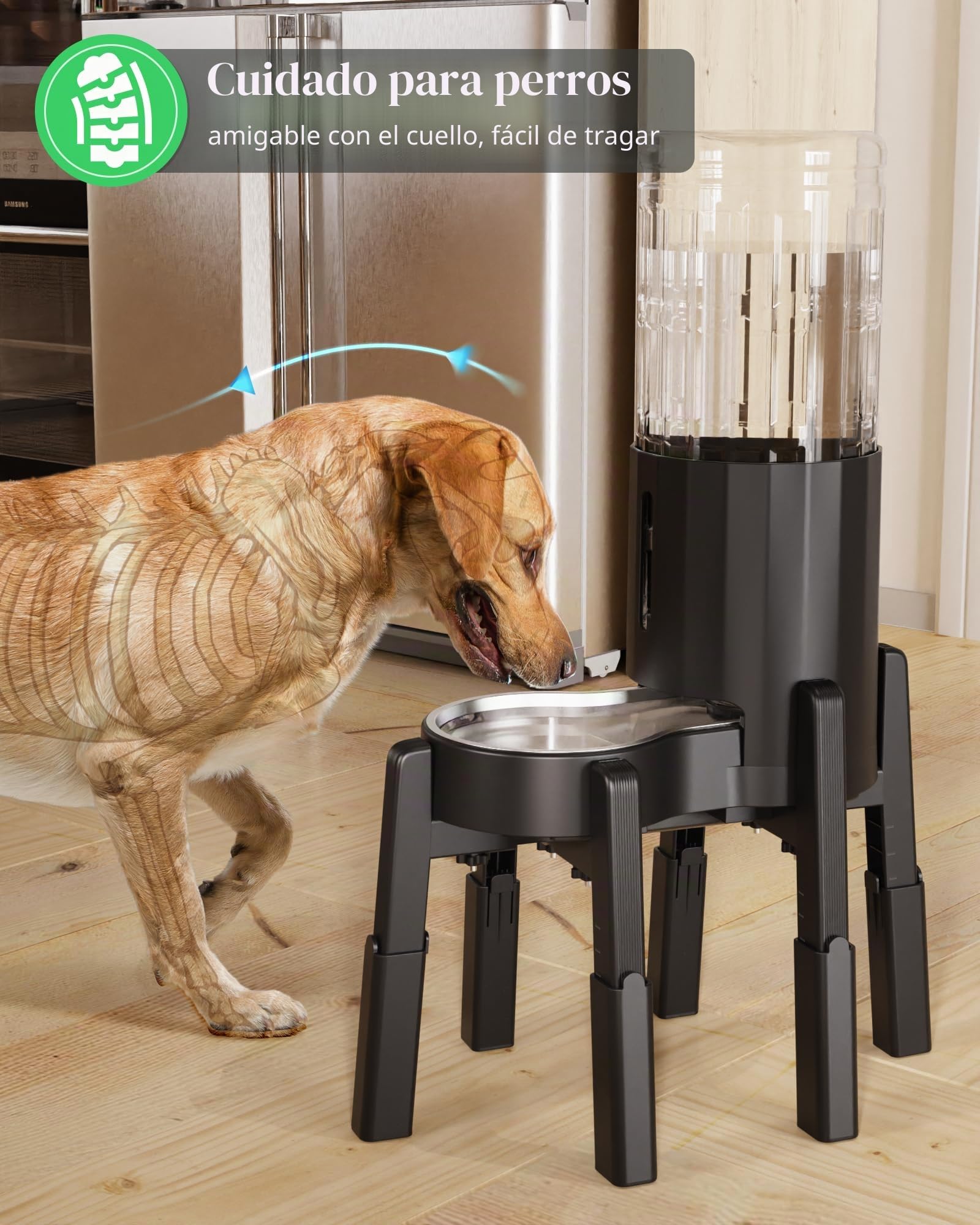 JUNSPOW Comedero Elevado para Perros con 4 Alturas Ajustables [sólo Soporte], Estable y Antideslizante estación de alimentación para comedero y Bebedero para Perros Grandes