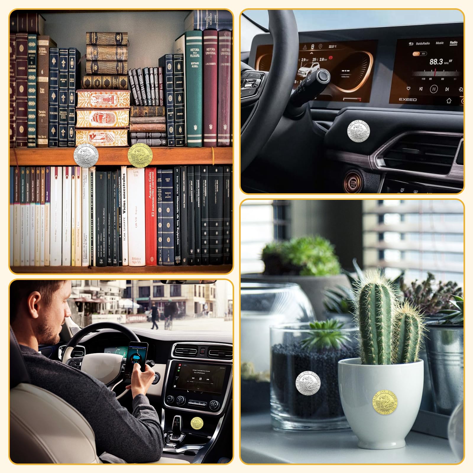 St. Christophorus Autoplakette Aufkleber in edler Geschenkbox Heiliger Schutzpatron für Autofahrer & Reisende Geschenk Glücksbringer Christlicher Begleiter