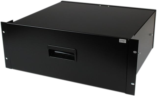 StarTech.com 4UDRAWER 4U Black Steel Storage Drawer for 14 Inch depth Racks and Cabinets, Rack Storage Drawer