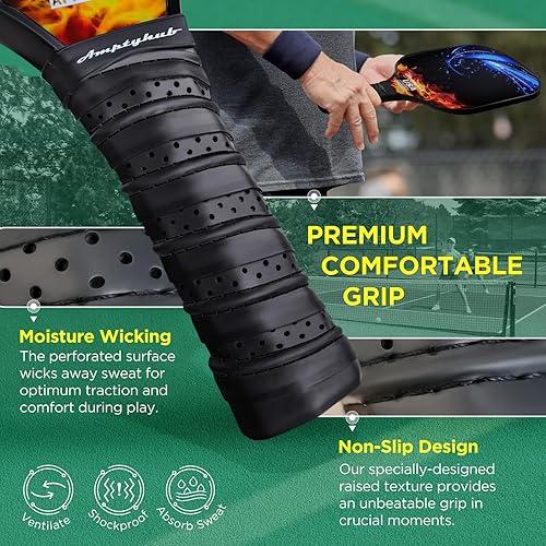 Miniatura 4 de Juego de 2 palas de pickleball de superficie de fibra de carbono, aprobadas por USAPA, núcleo de panal de polipropileno, agarre antideslizante que