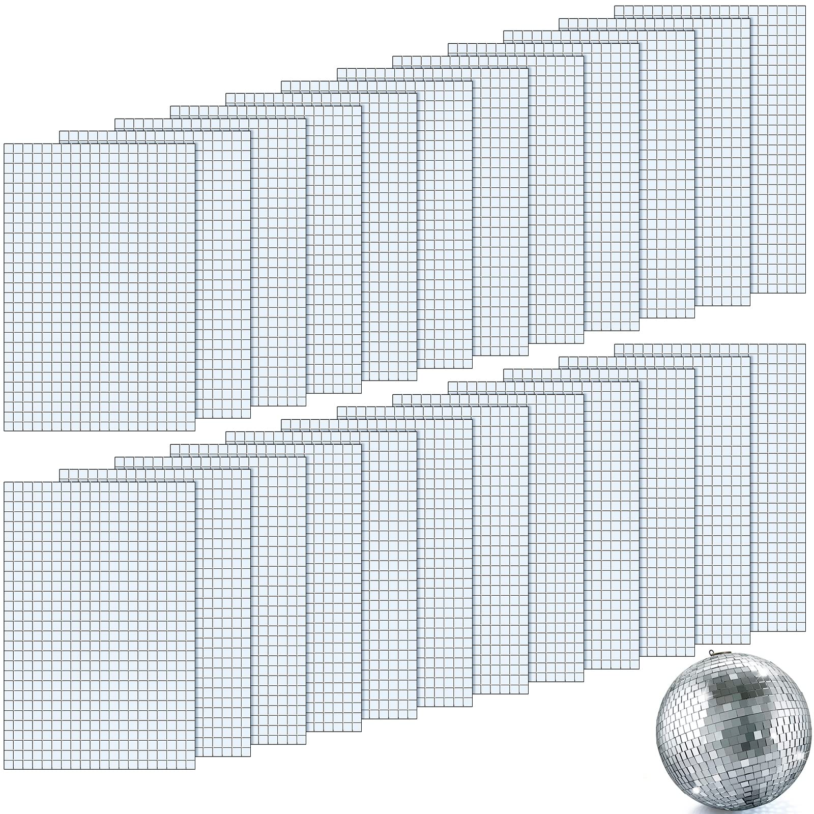 Self-Adhesive Disco Mirror Tiles Mosaic Tiles for DIY Craft Projects, 5 x 5 mm(Silver,14400 Pieces)