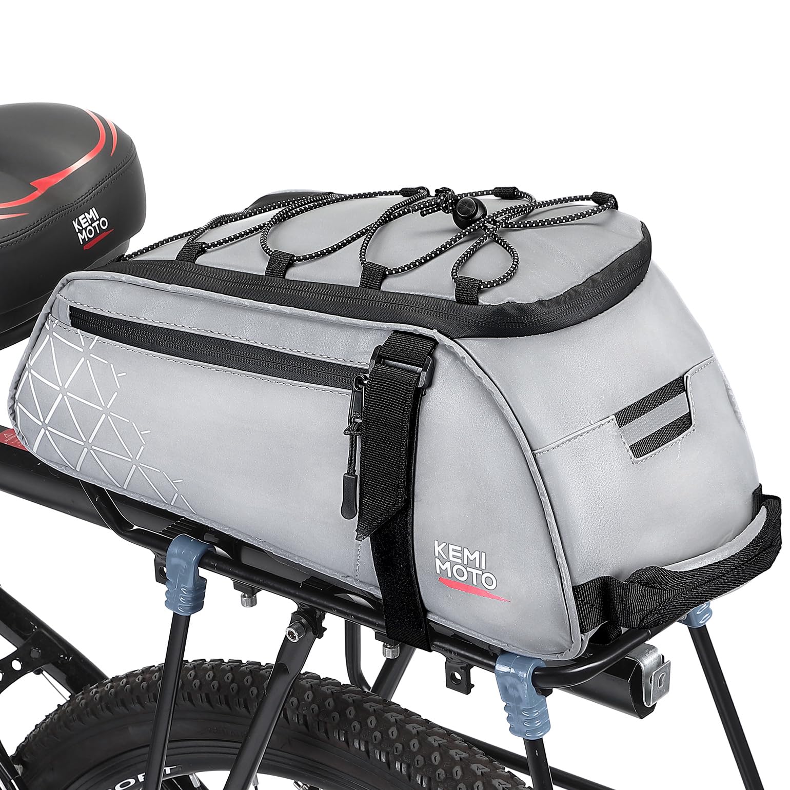 KEMIMOTO 2-in-1 Fahrradtasche für Gepäckträger hinten – 8L Wasserabweisende Gepäckträgertasche für Pendler & Kurzreisen, mit Schultergurt, Tragegriff & Mehreren Fächern